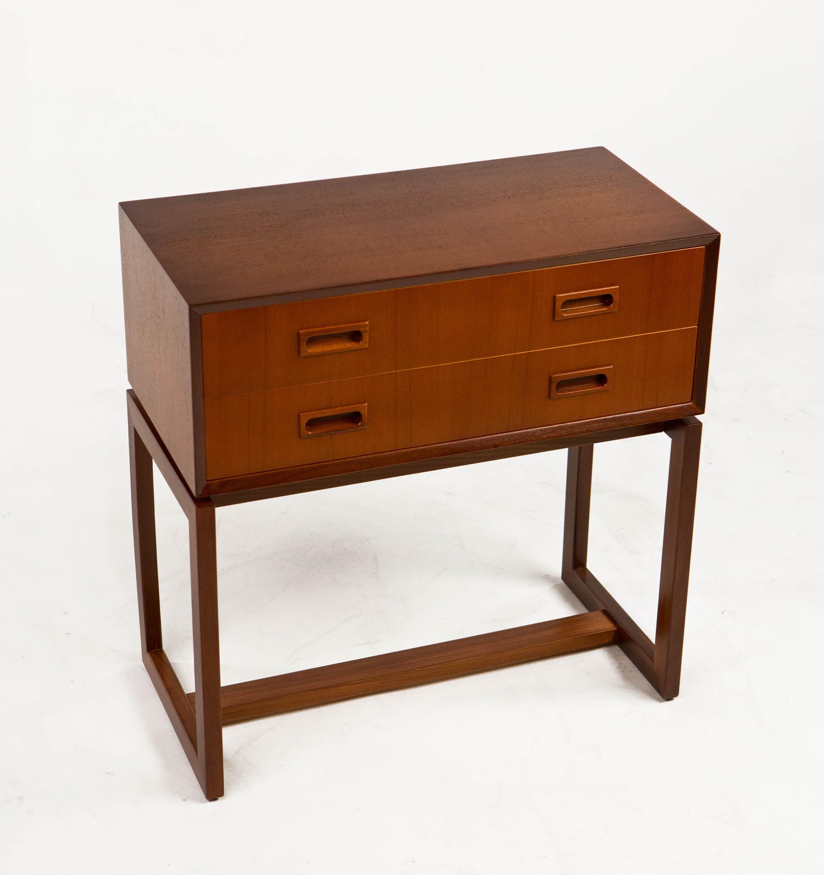 Teak Two Drawer Bureau with Beveled Edge, Danish Design 1950's For Sale 10