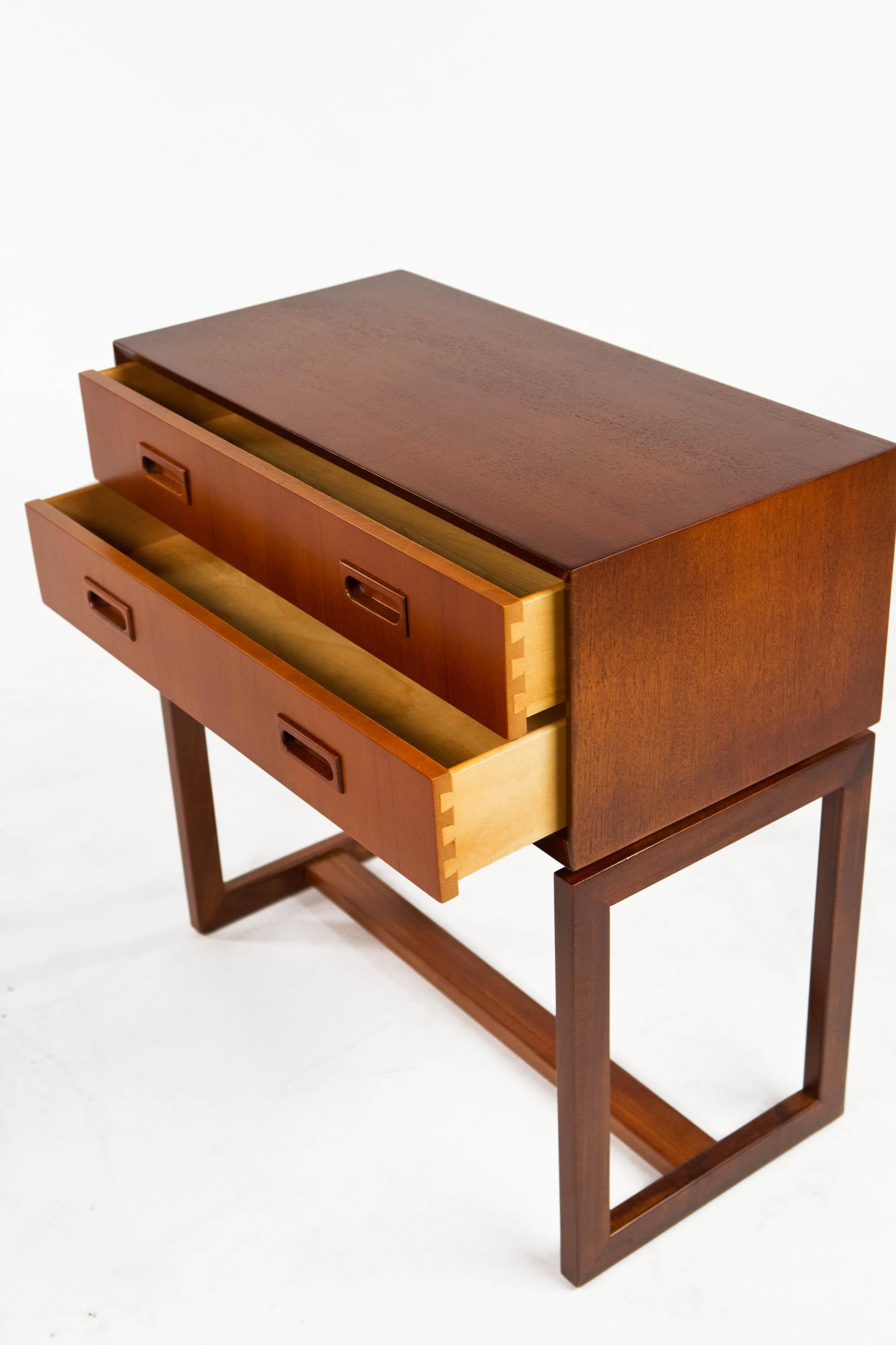 Teak Two Drawer Bureau with Beveled Edge, Danish Design 1950's For Sale 4