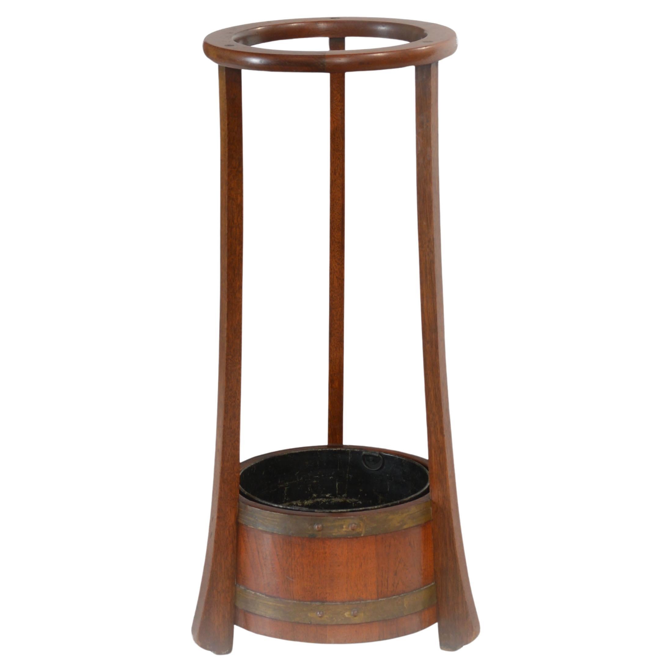Teak Umbrella and Walking Stick Stand by R.A. Lister & Co, England For Sale