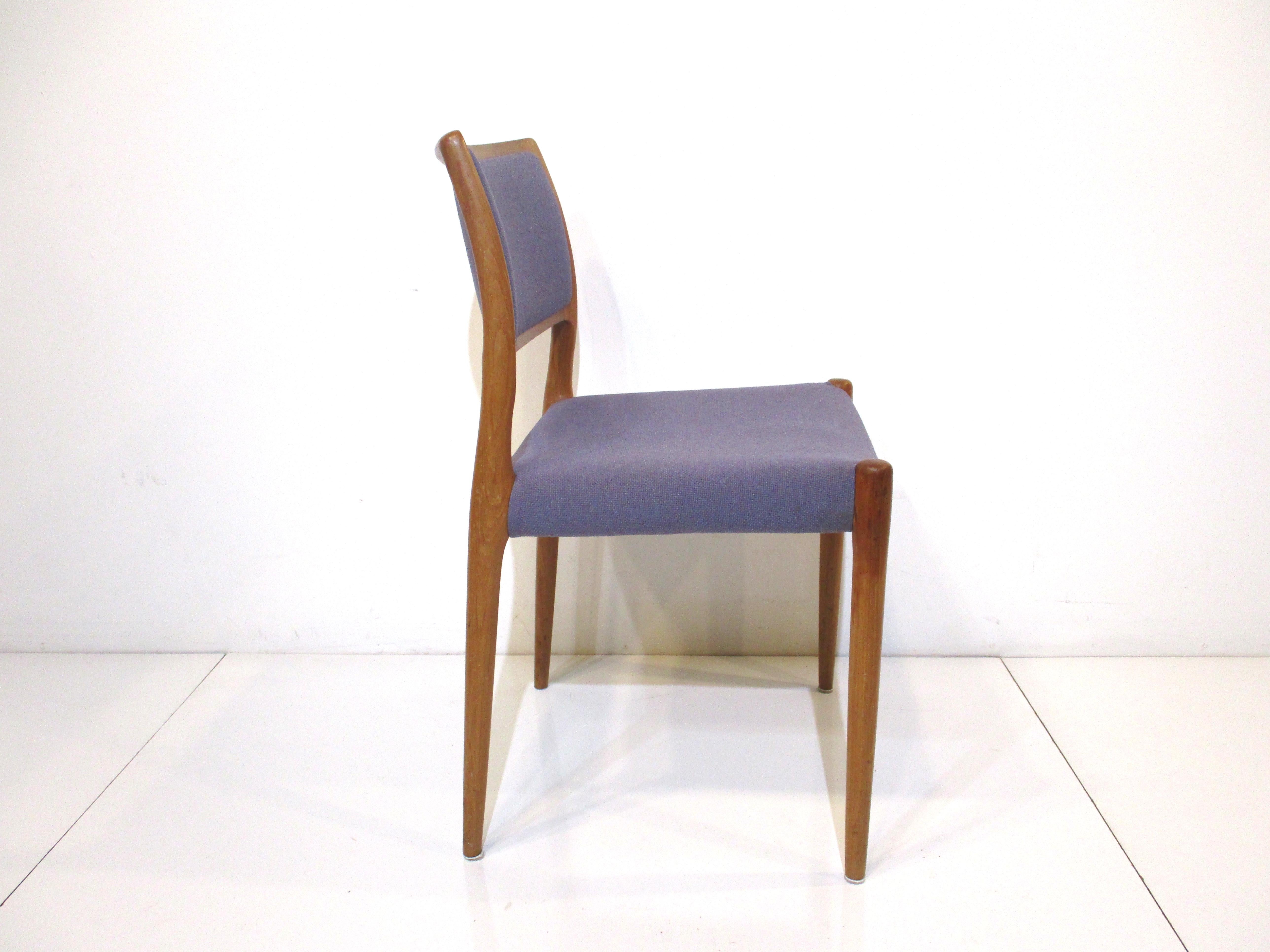 Teak Upholstered Dining Chairs by Niels Moller Denmark 3