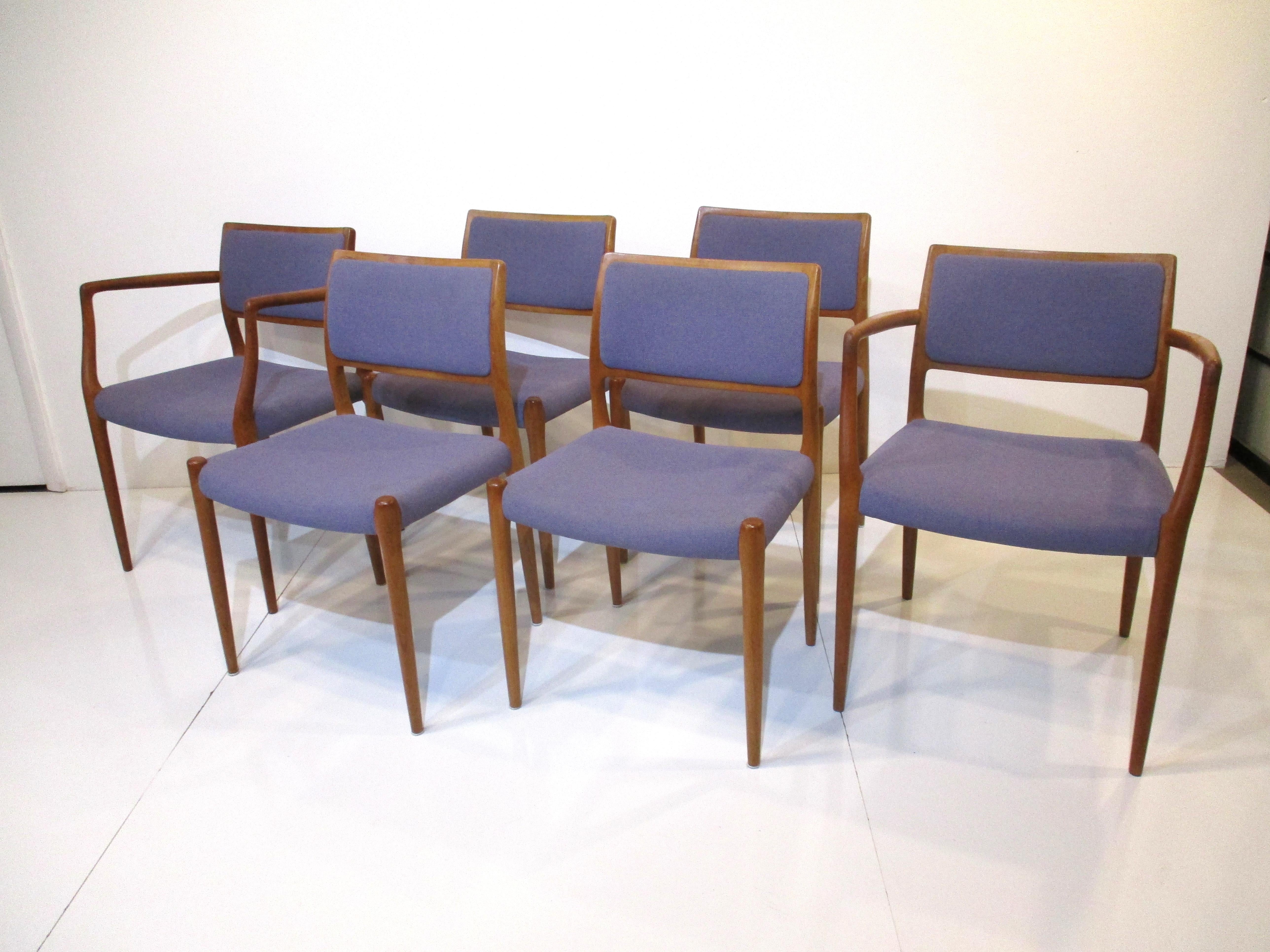 Teak Upholstered Dining Chairs by Niels Moller Denmark 6