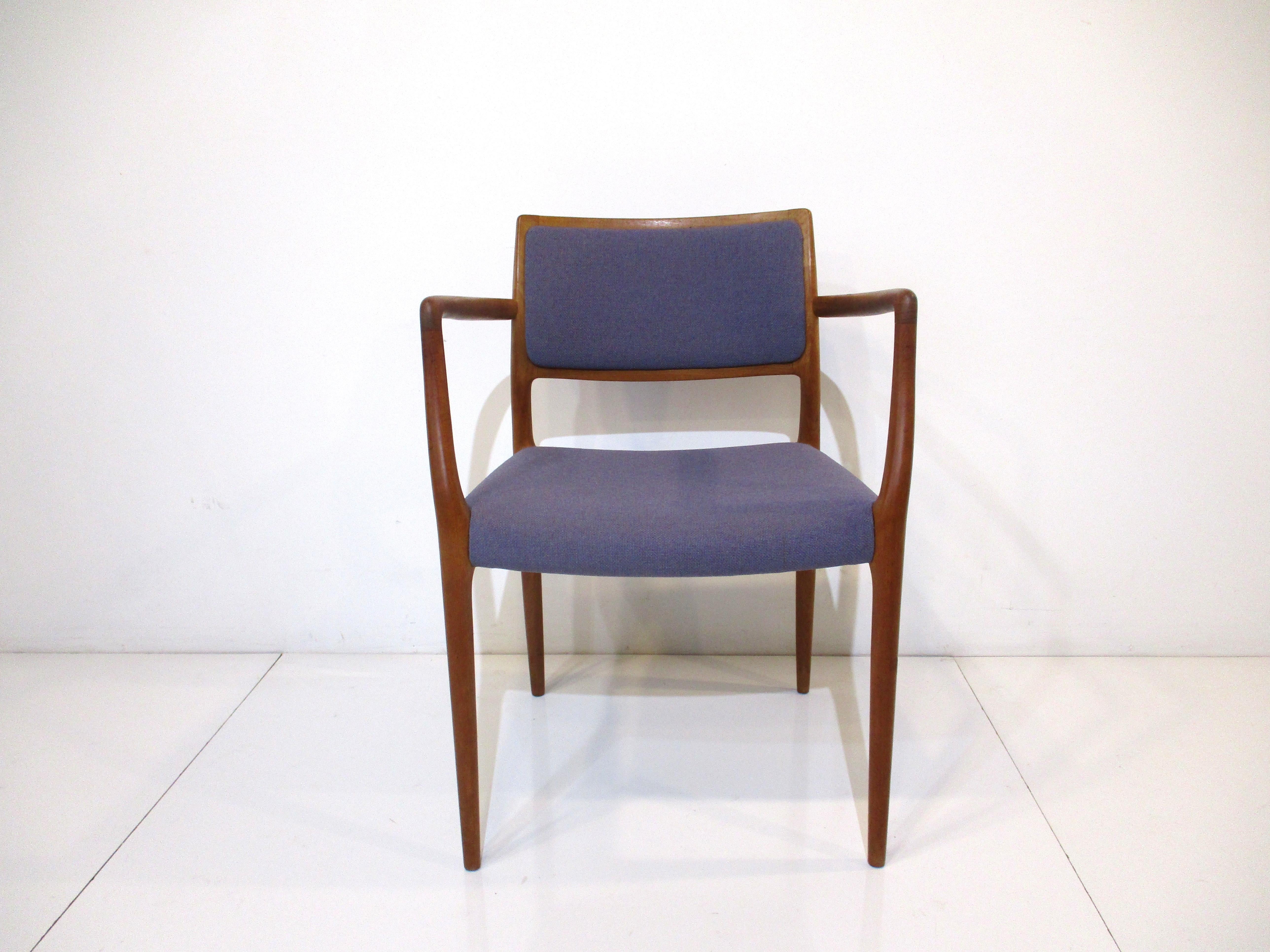 Mid-Century Modern Teak Upholstered Dining Chairs by Niels Moller Denmark