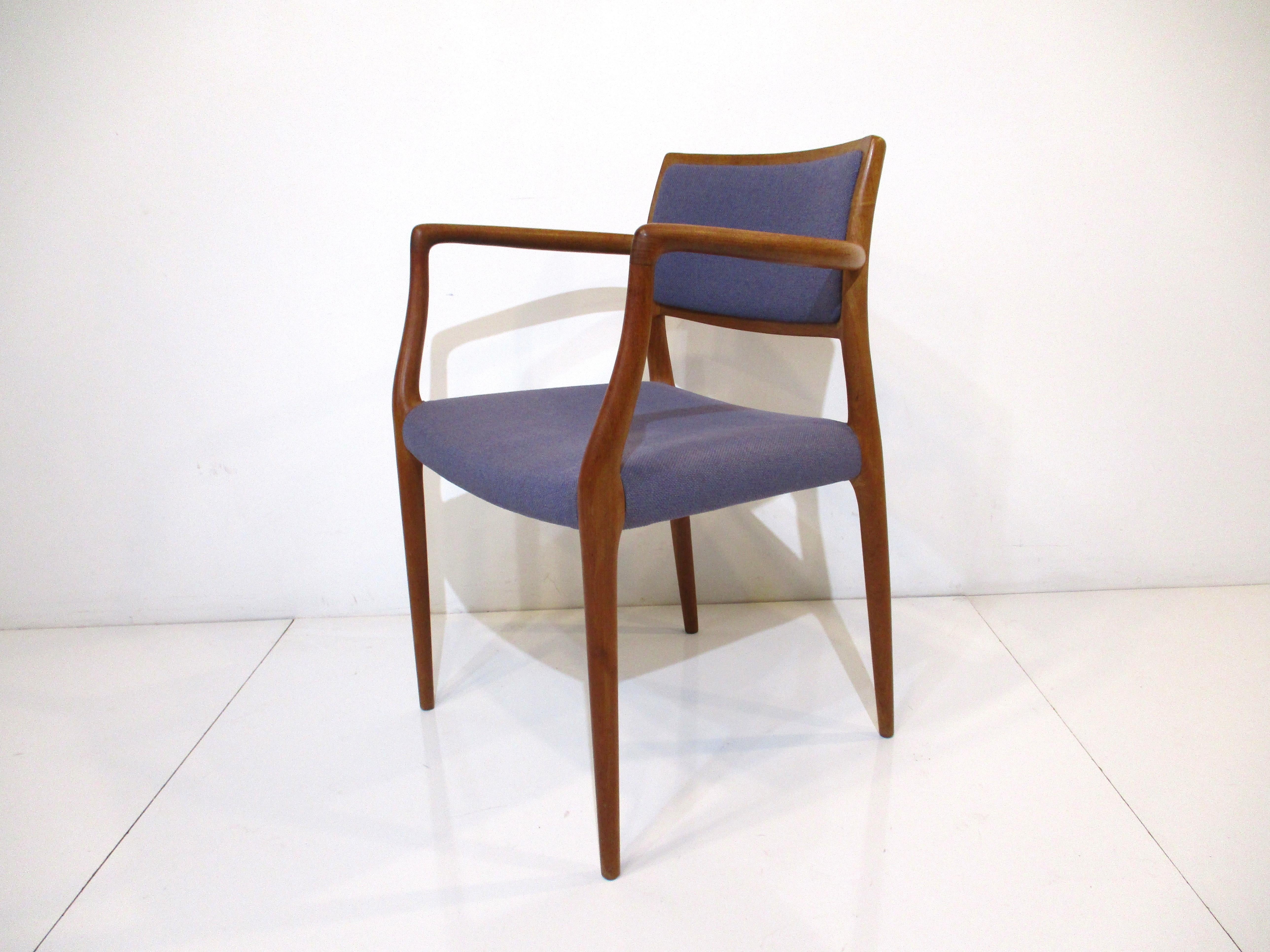 Danish Teak Upholstered Dining Chairs by Niels Moller Denmark