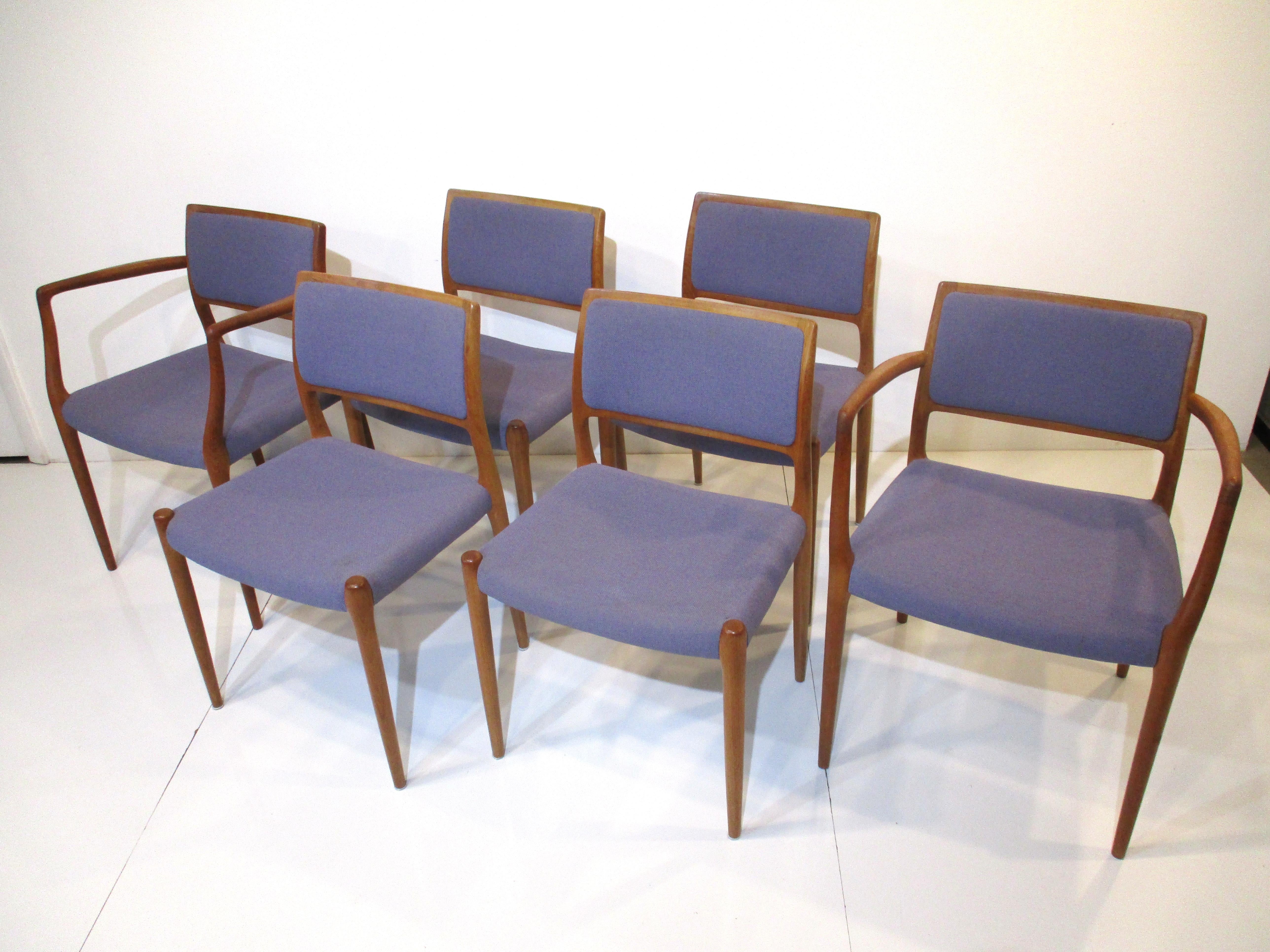 Teak Upholstered Dining Chairs by Niels Moller Denmark 1