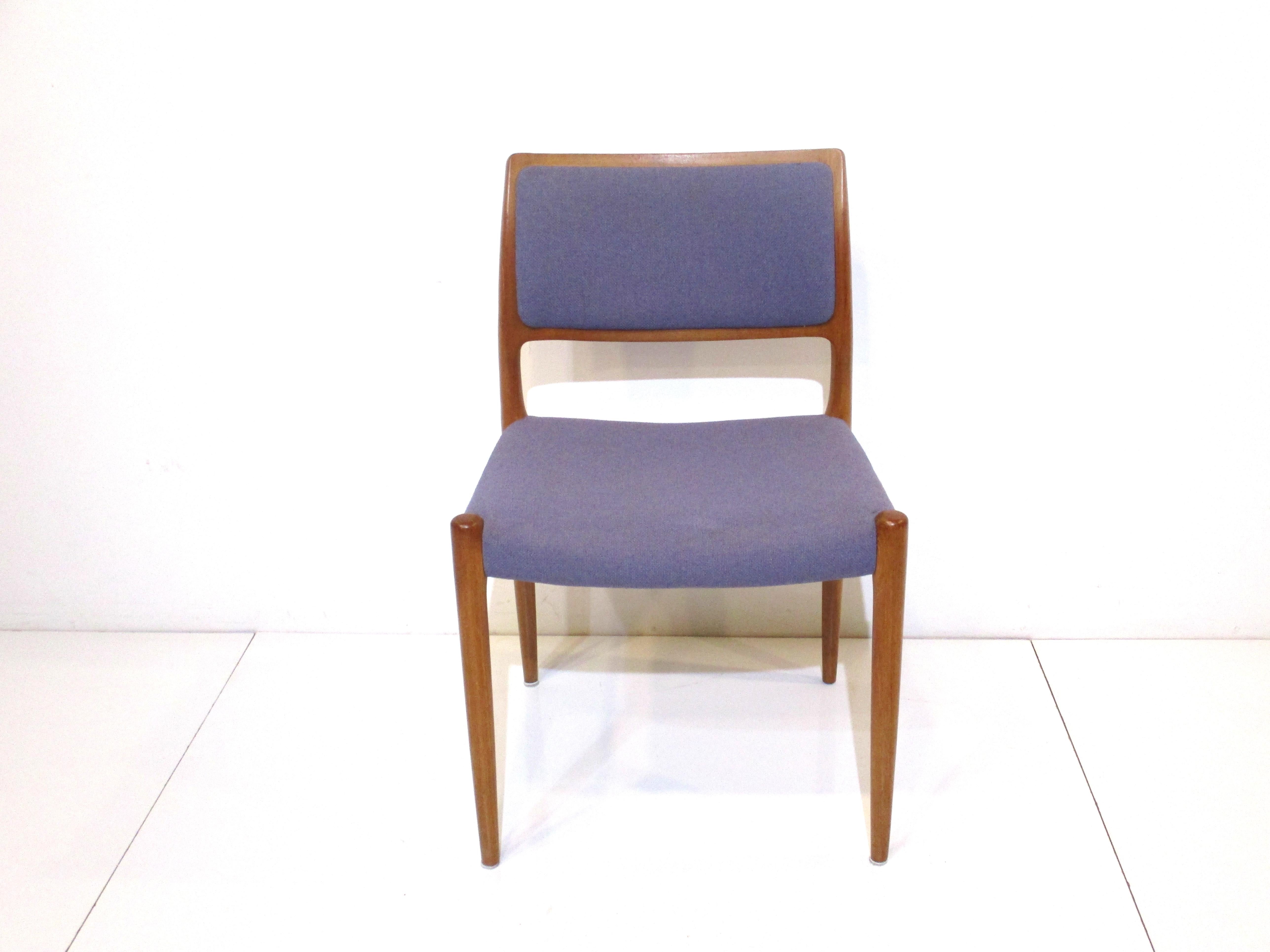 Teak Upholstered Dining Chairs by Niels Moller Denmark 2