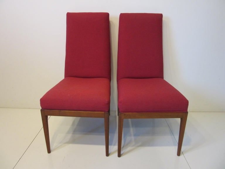 Teak Upholstered High Back Dining Chairs For Sale at 1stDibs