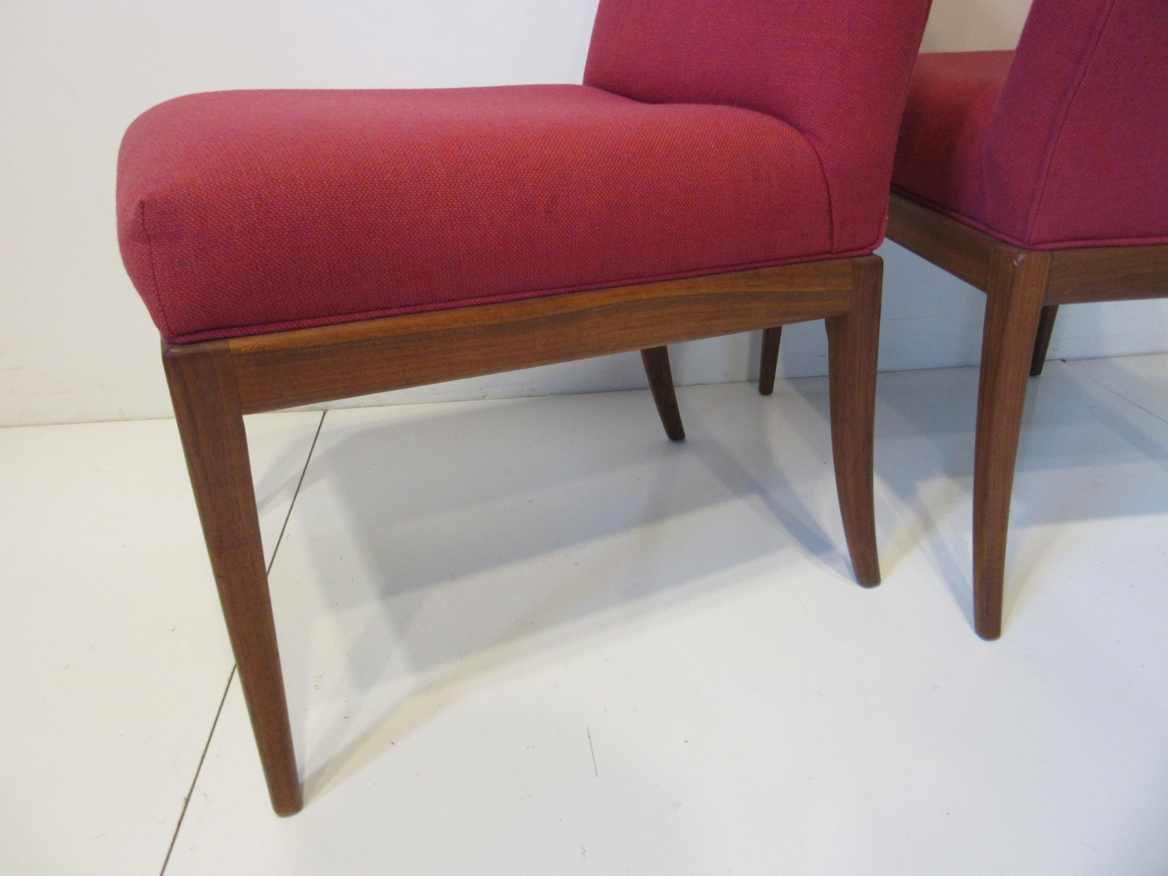 Unknown Teak Upholstered High Back Dining Chairs