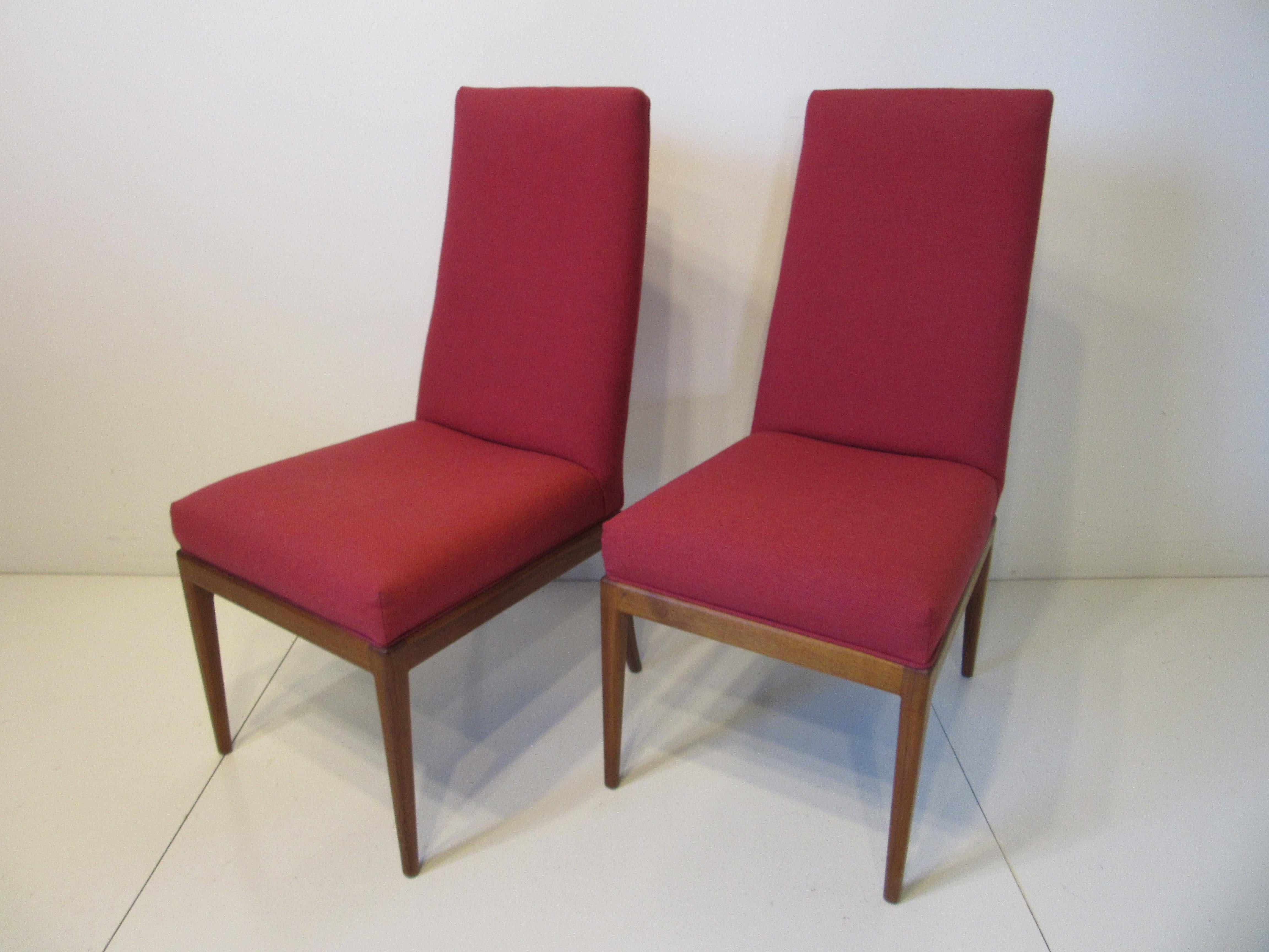 Teak Upholstered High Back Dining Chairs In Good Condition In Cincinnati, OH