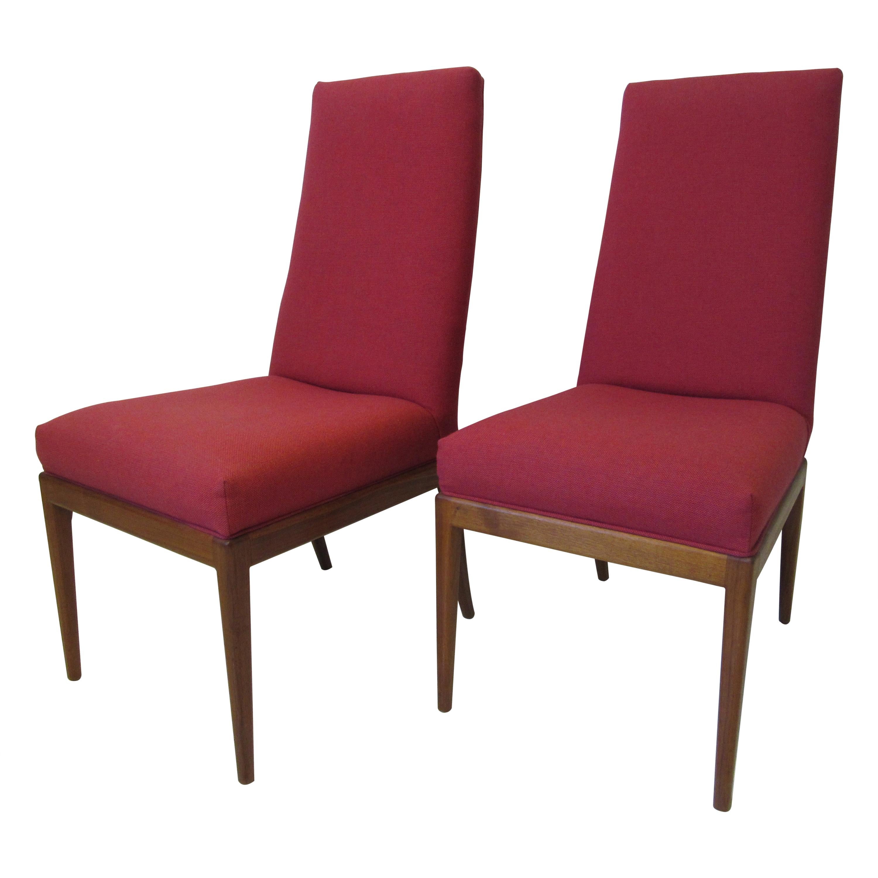 Teak Upholstered High Back Dining Chairs