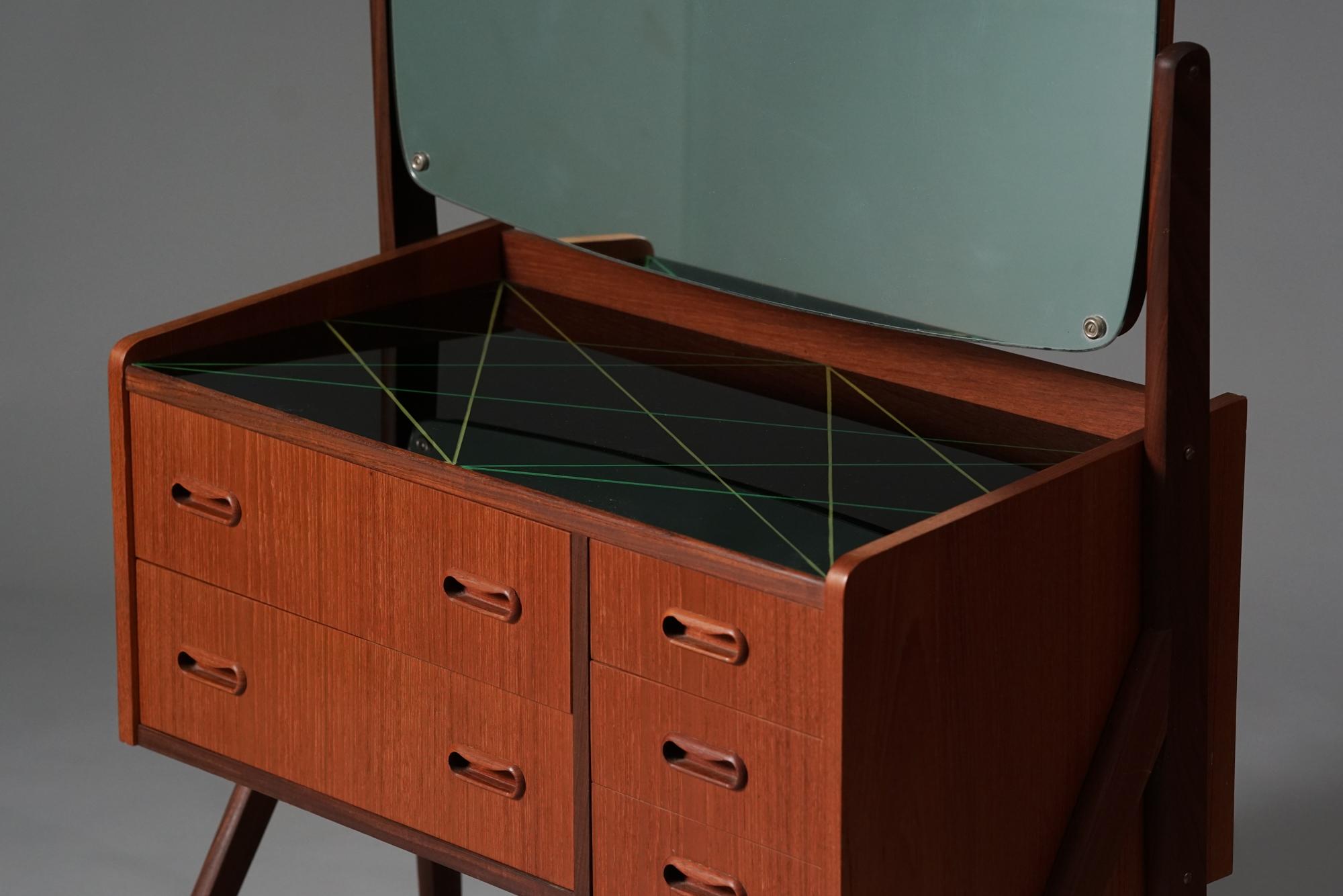 Danish Teak Vanity, AG Spejl Kobberbeskyttet, Denmark, 1960s
