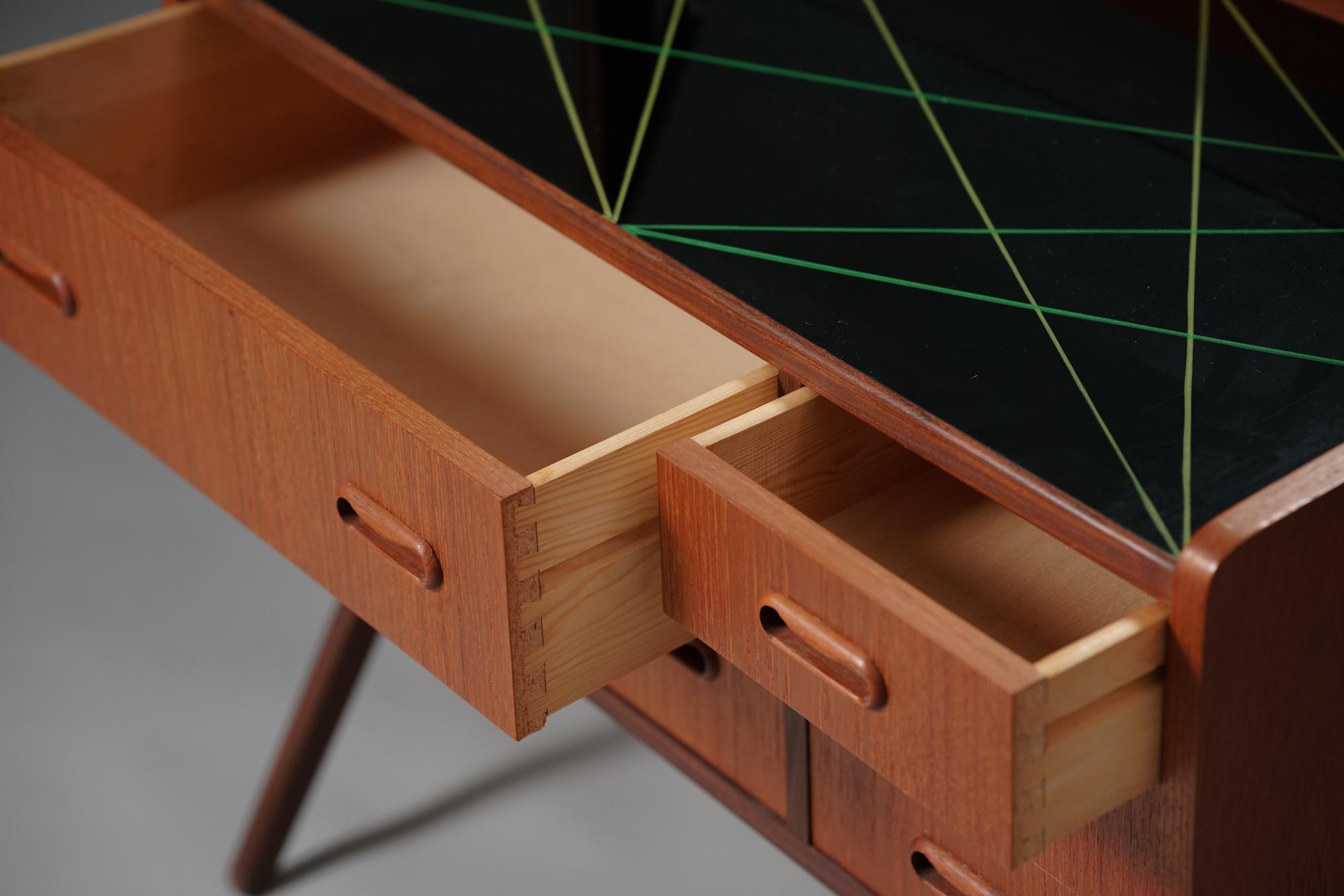 Glass Teak Vanity, AG Spejl Kobberbeskyttet, Denmark, 1960s