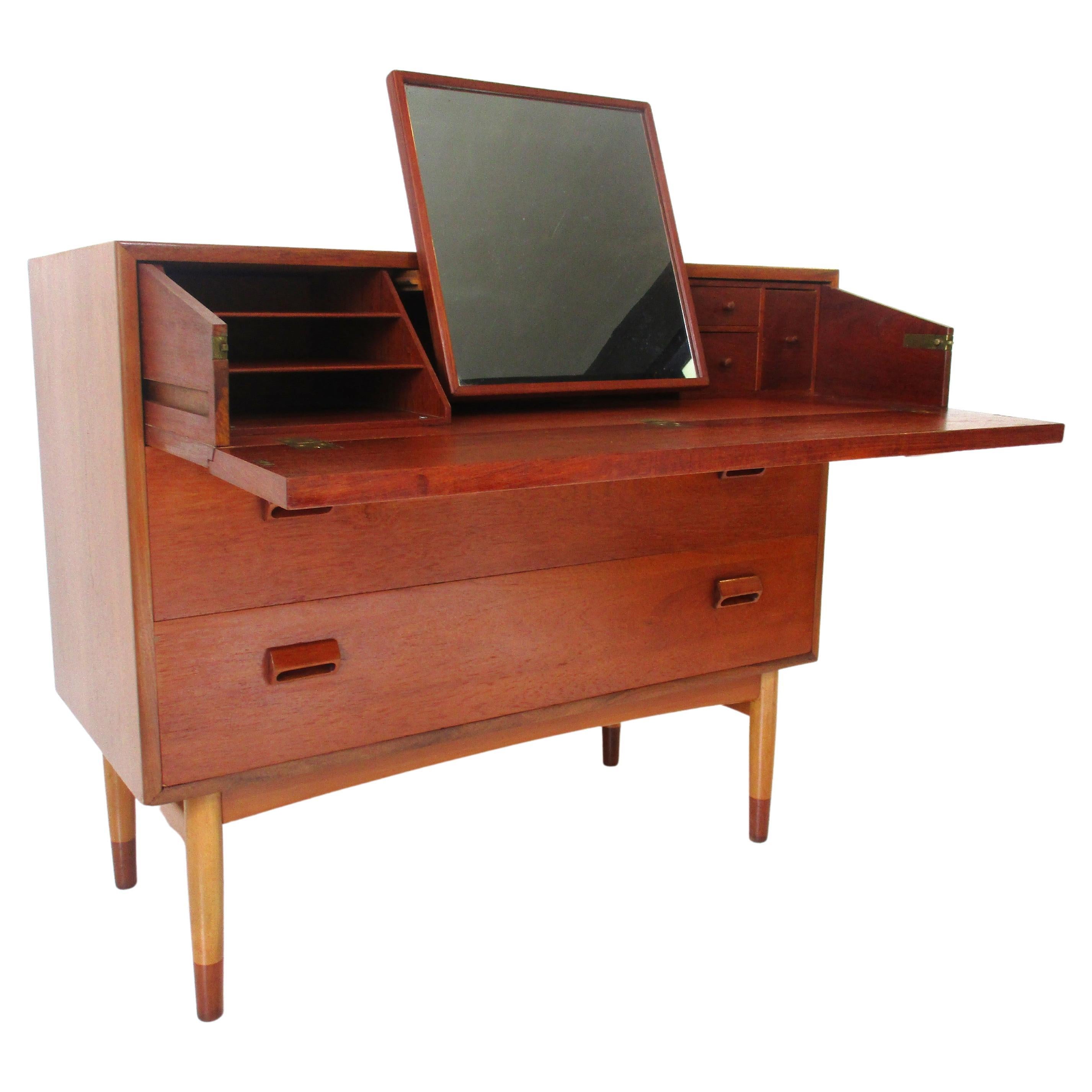 Teak Vanity Desk Dresser by Borge Mogensen for Soborg Denmark For Sale