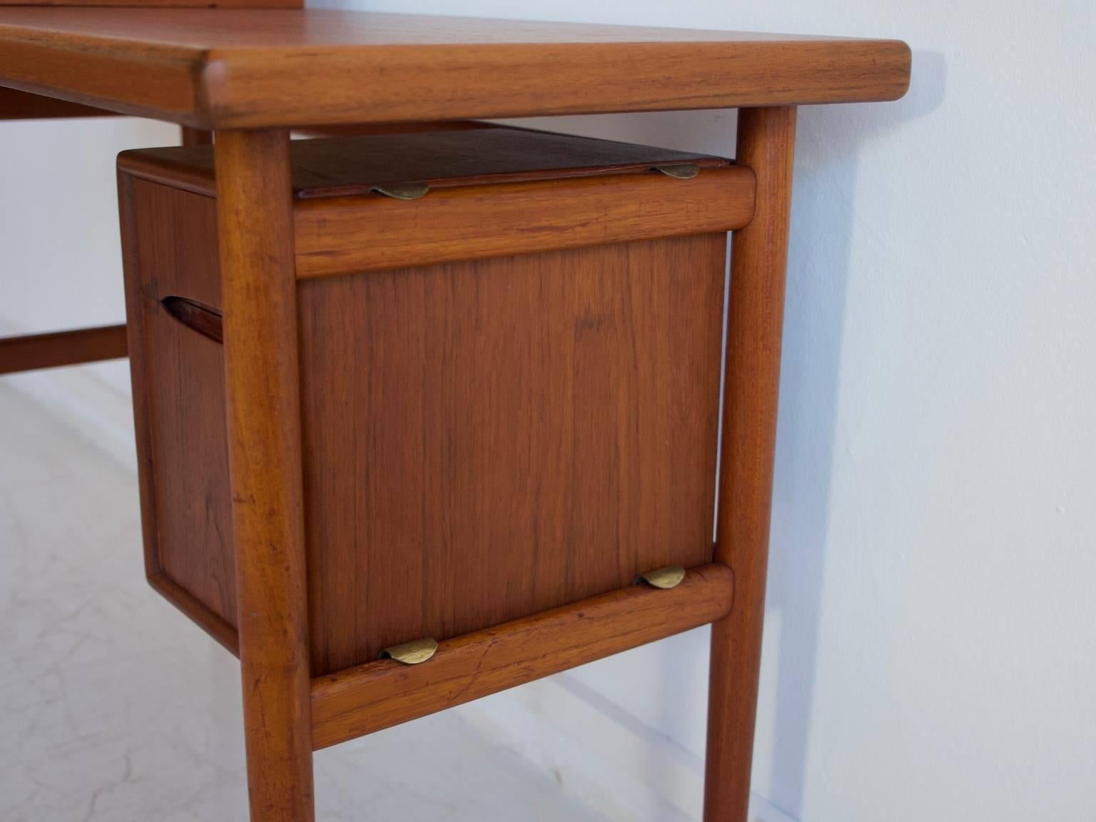 Danish Teak Vanity Table with Mirror and Compartments