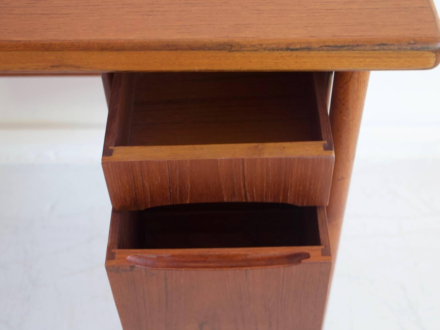20th Century Teak Vanity Table with Mirror and Compartments