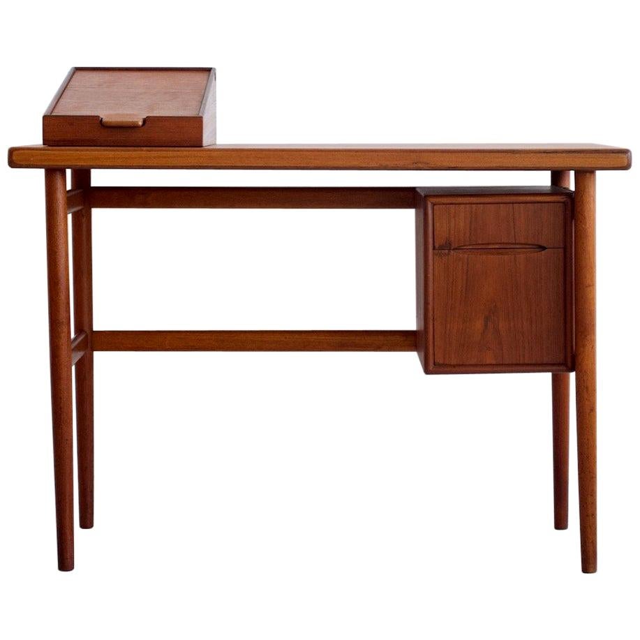 Teak Vanity Table with Mirror and Compartments
