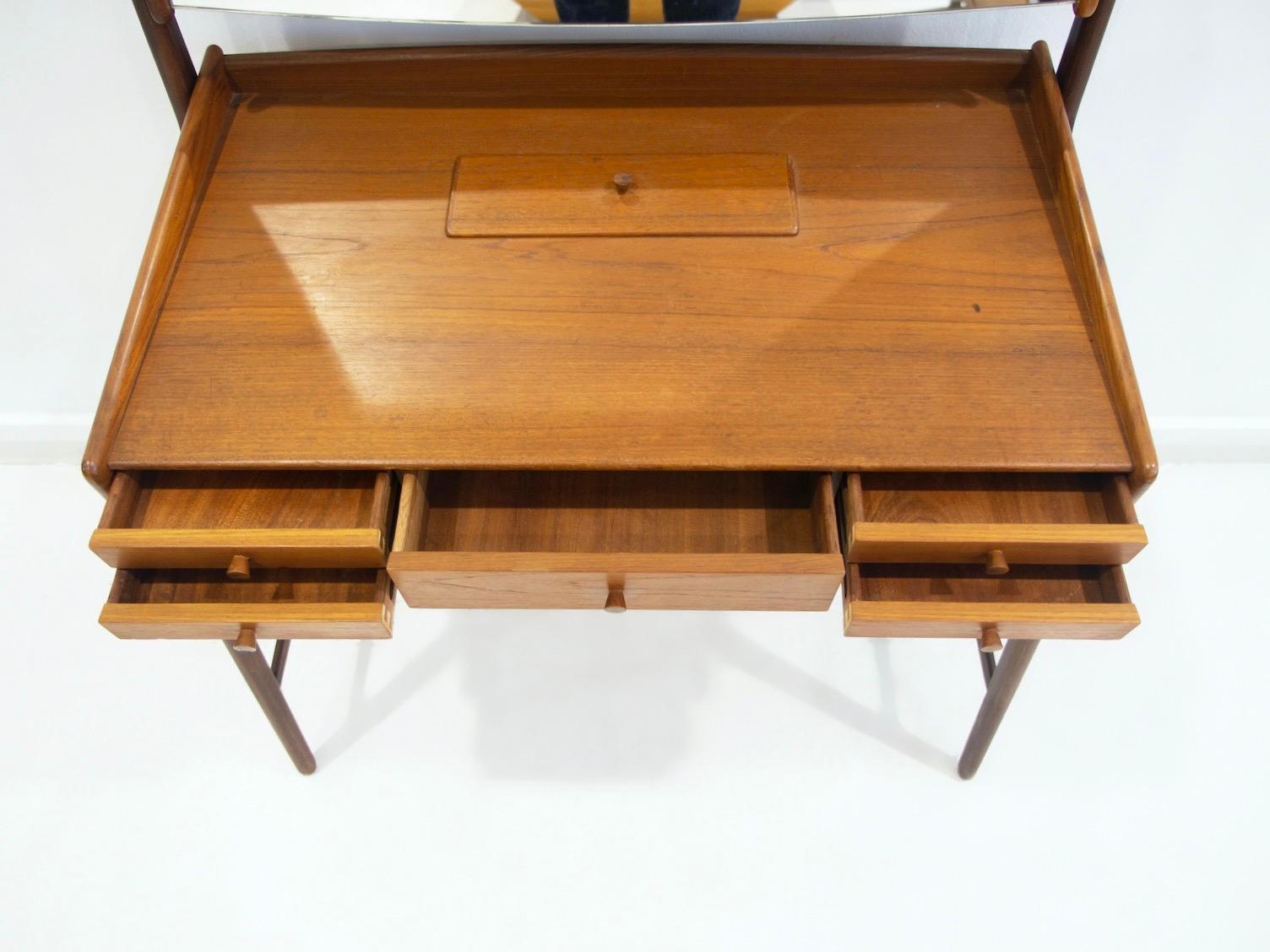 Scandinavian Modern Teak Vanity Table with Mirror by Svend Åge Madsen For Sale