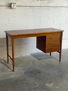 Teak Vanity with 3 Drawers Flip-Up Mirror and Storage Denmark MCM 1960s