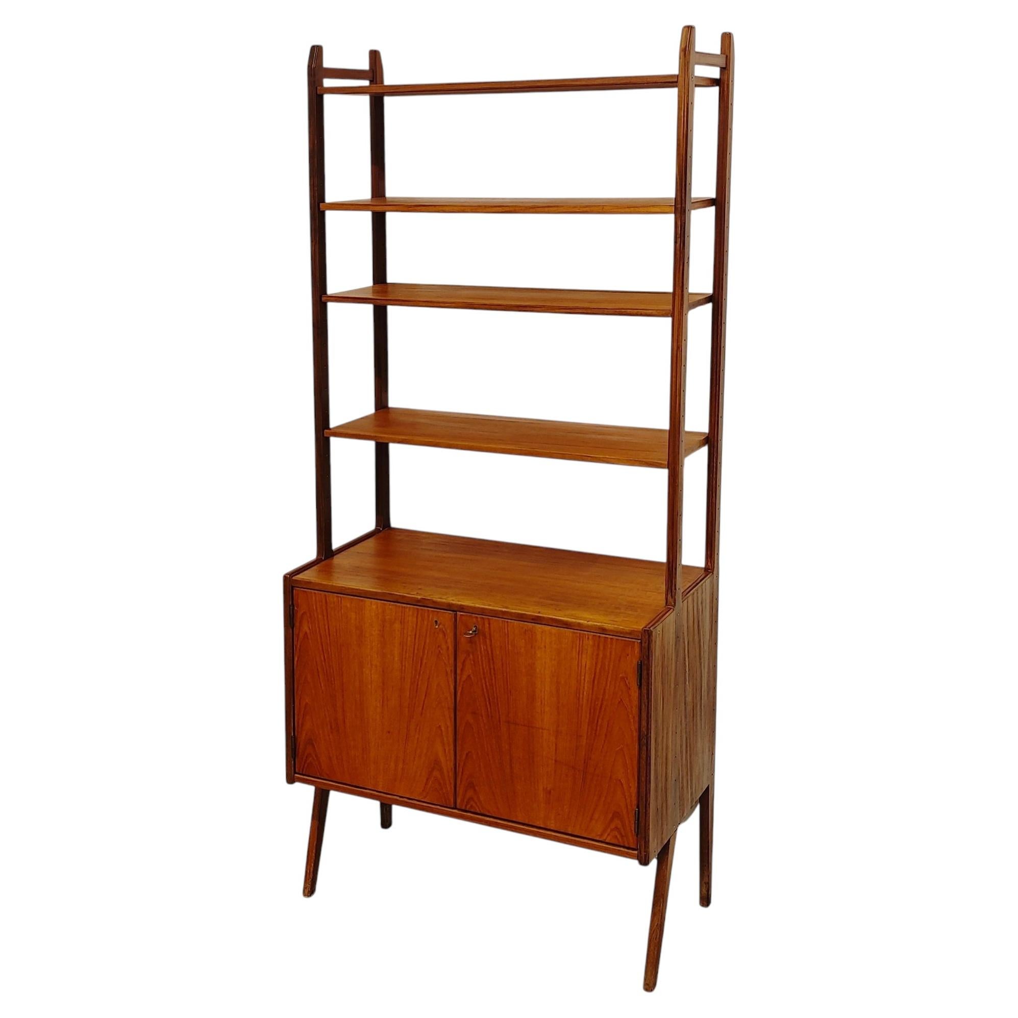 Teak Veneer Bookcase, Shelving System by Skaraborgs Möbelindustri, 1950s For Sale