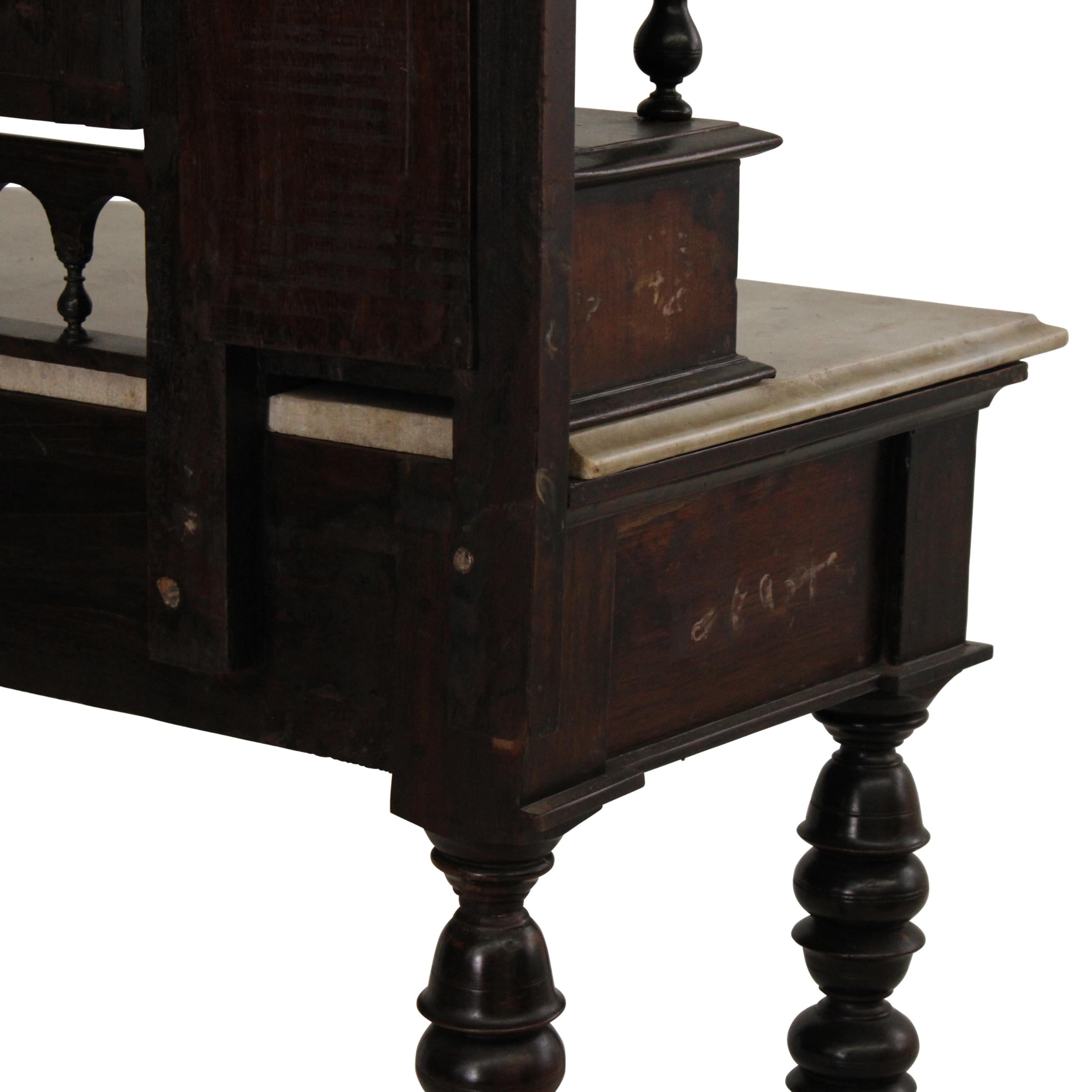 Teak Victorian Marble Topped Dressing Table For Sale 5