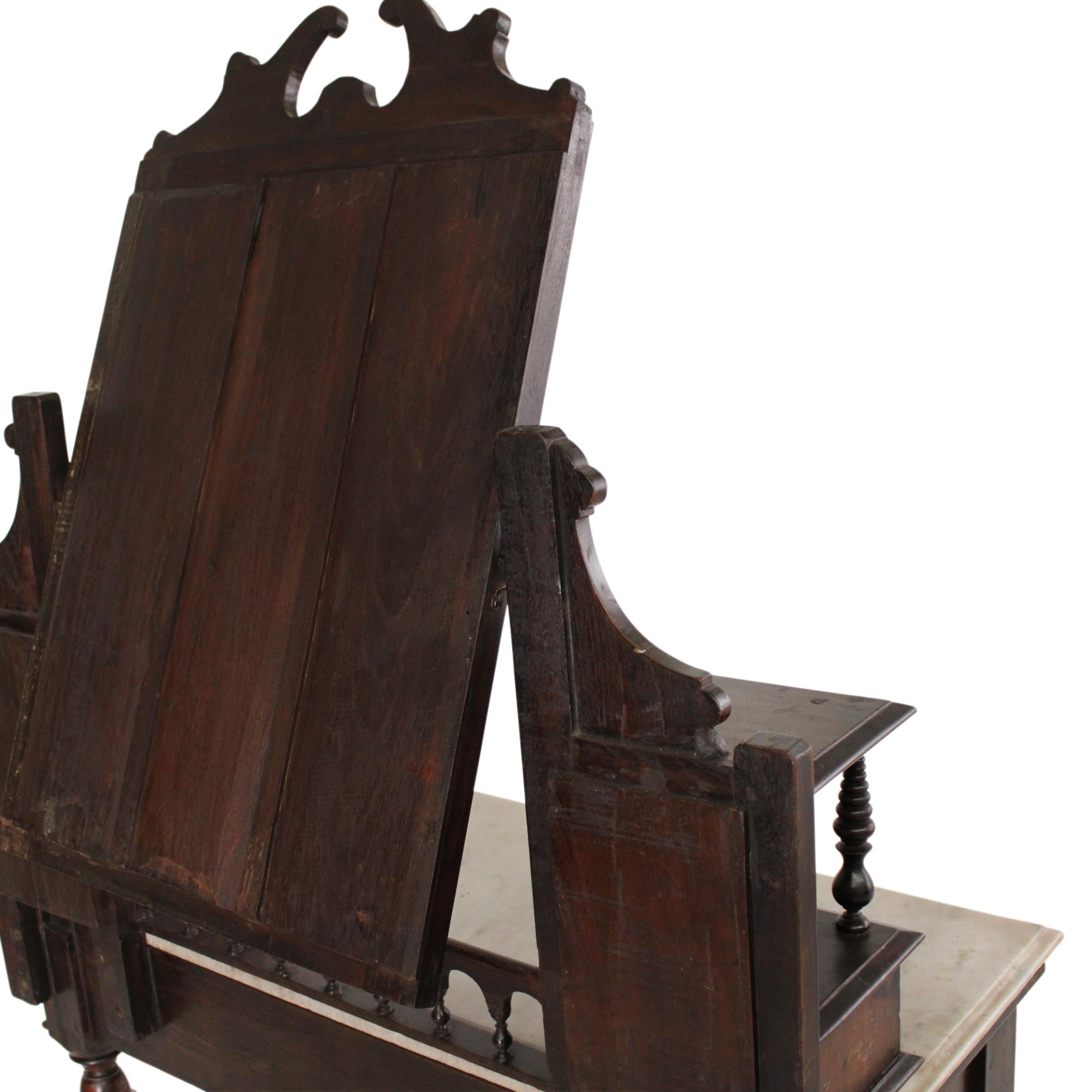 Teak Victorian Marble Topped Dressing Table For Sale 6