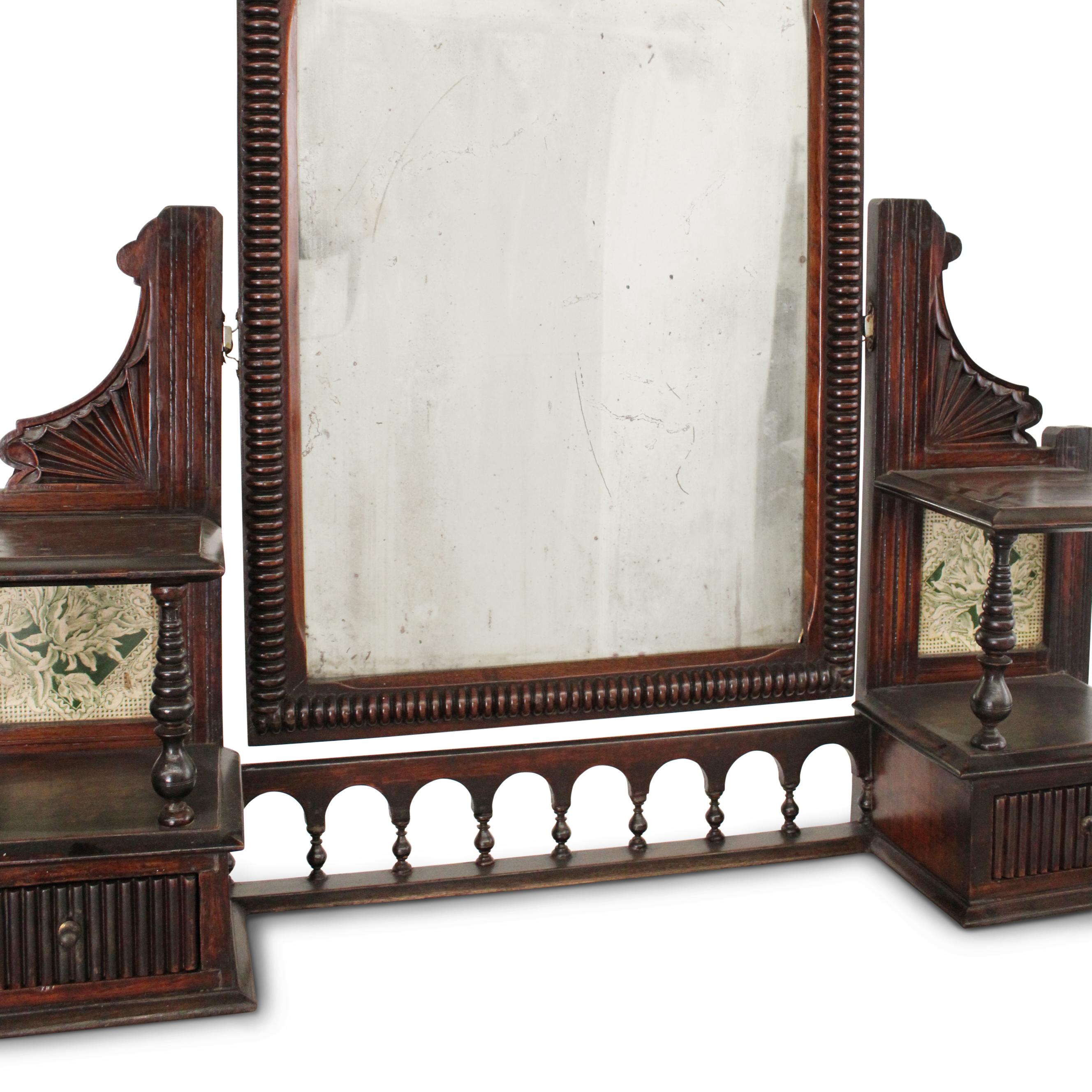Indian Teak Victorian Marble Topped Dressing Table For Sale