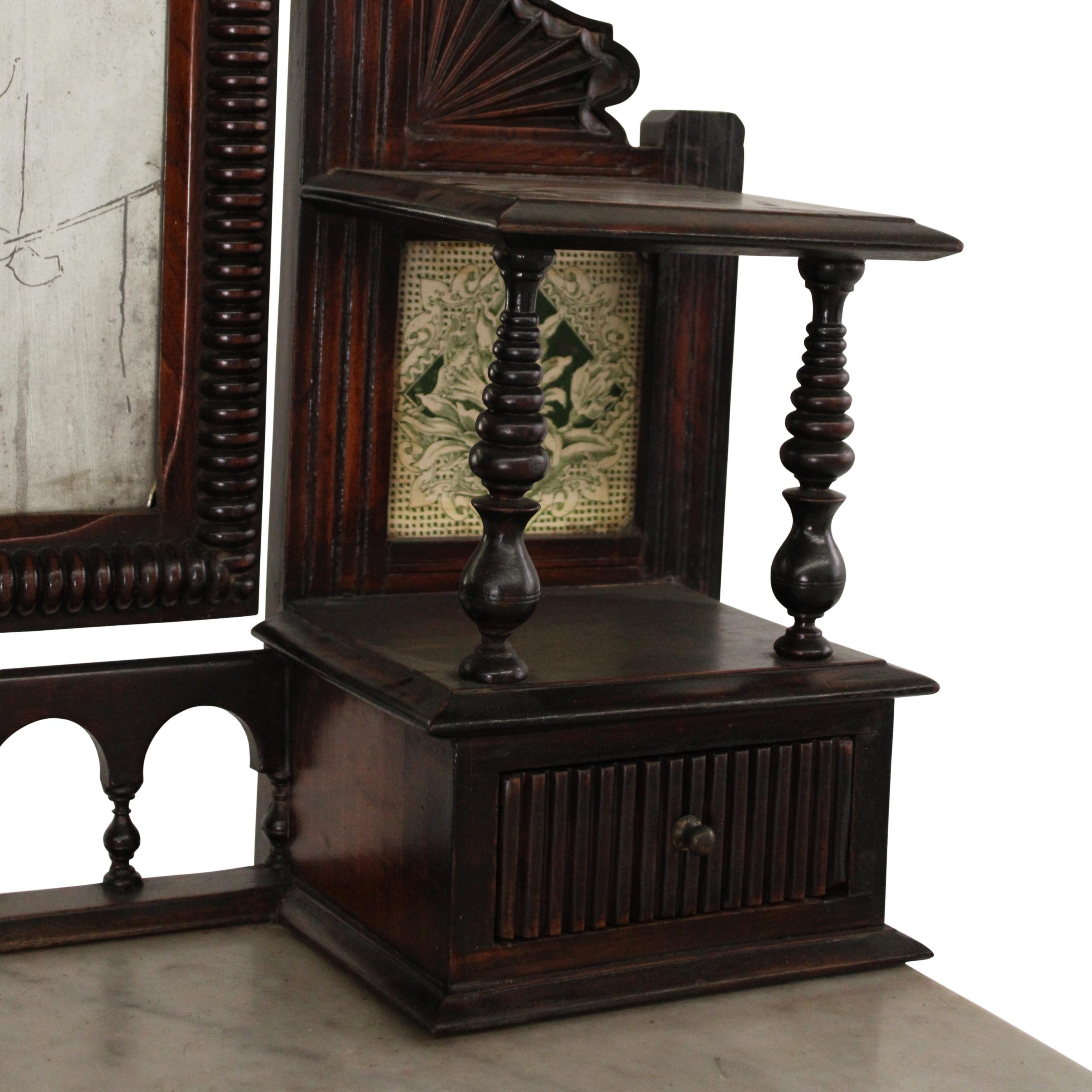 19th Century Teak Victorian Marble Topped Dressing Table For Sale