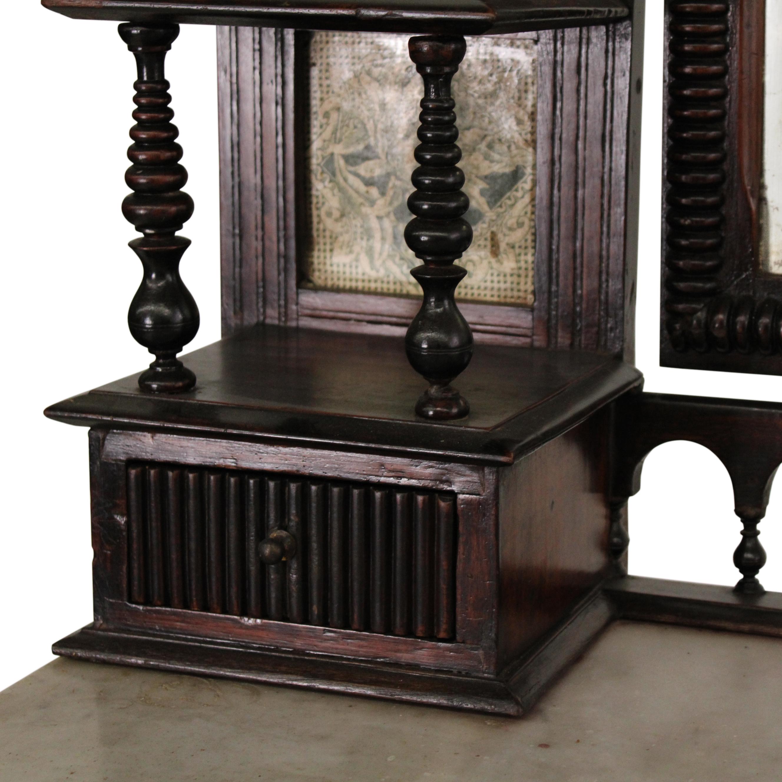 Teak Victorian Marble Topped Dressing Table For Sale 1