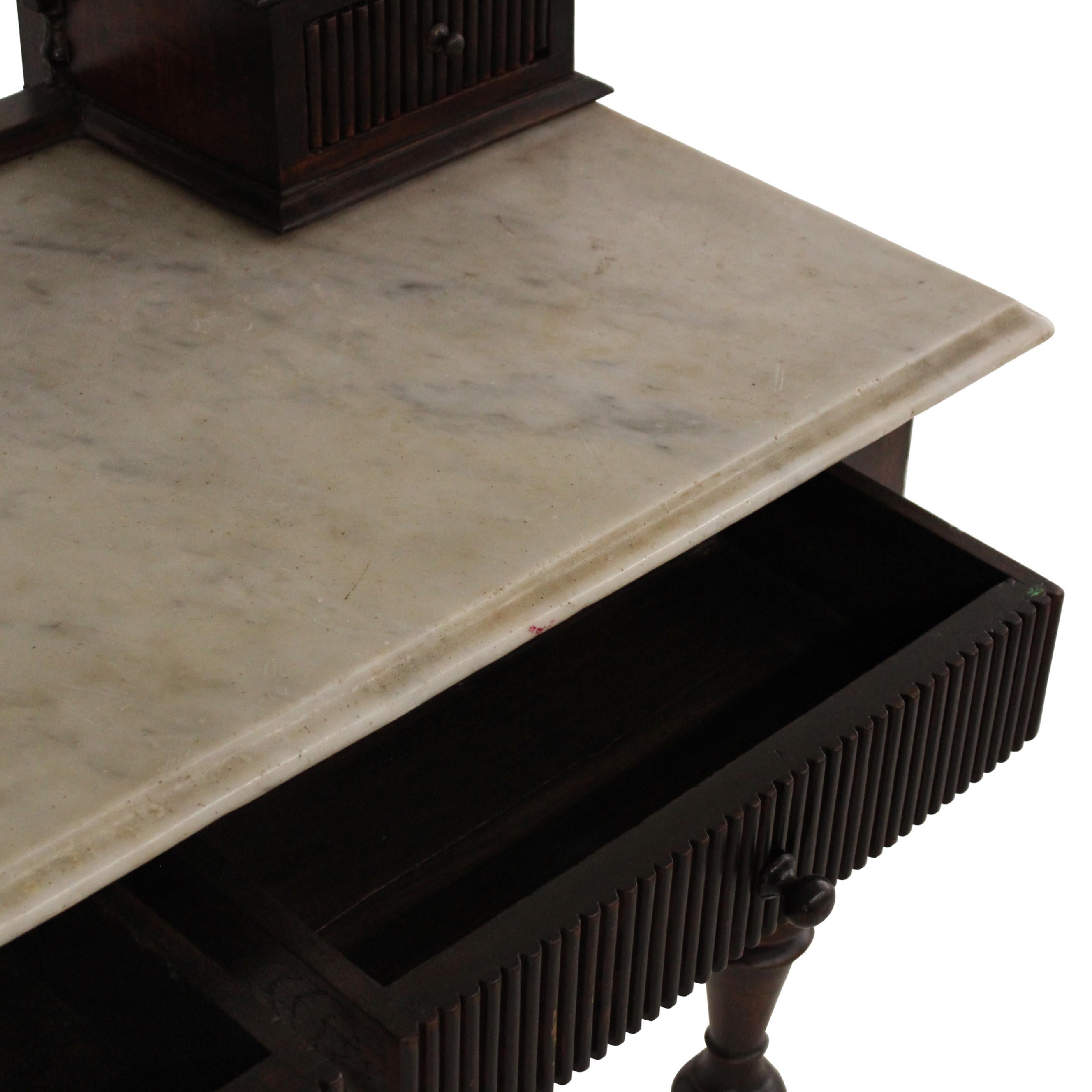 Teak Victorian Marble Topped Dressing Table For Sale 2