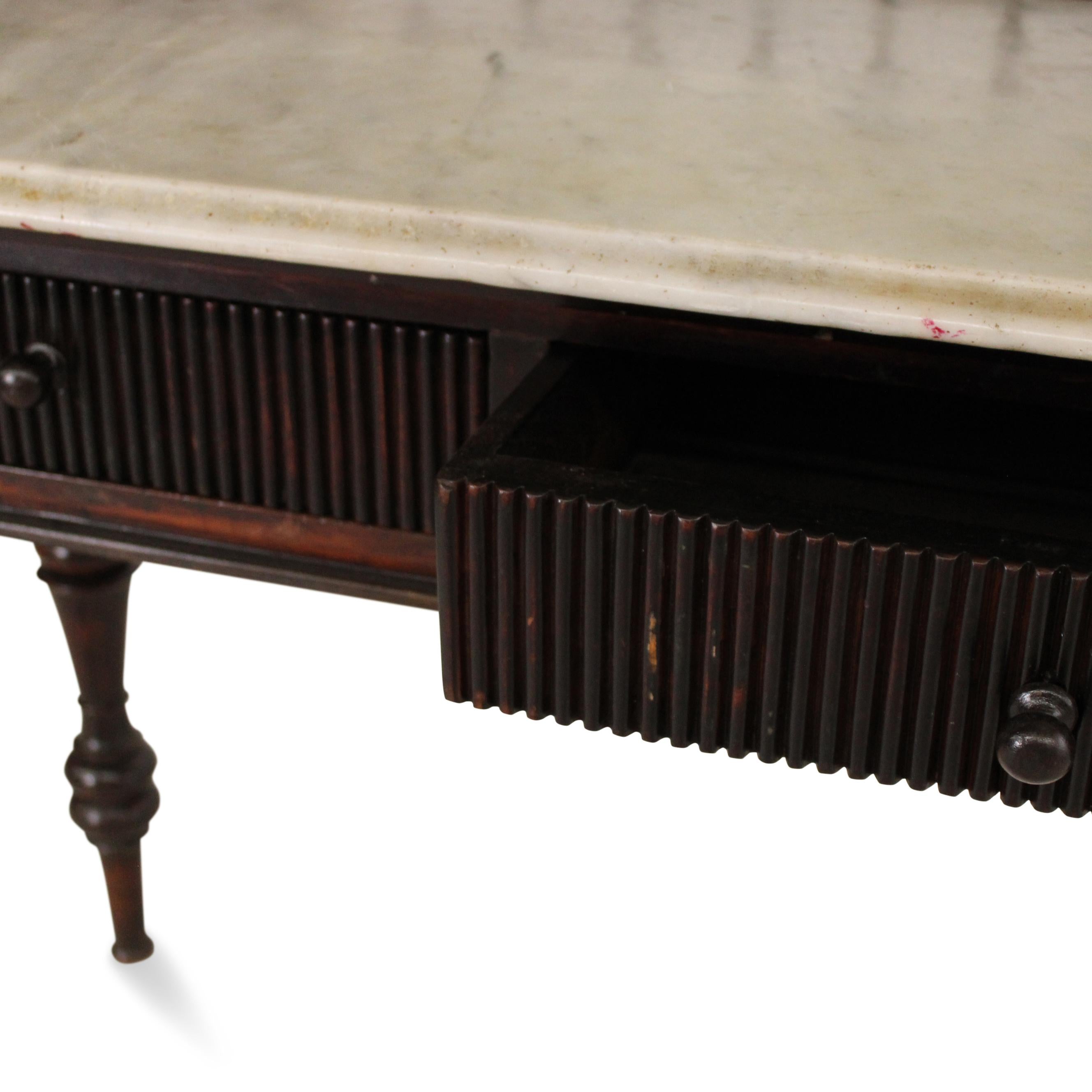Teak Victorian Marble Topped Dressing Table For Sale 3