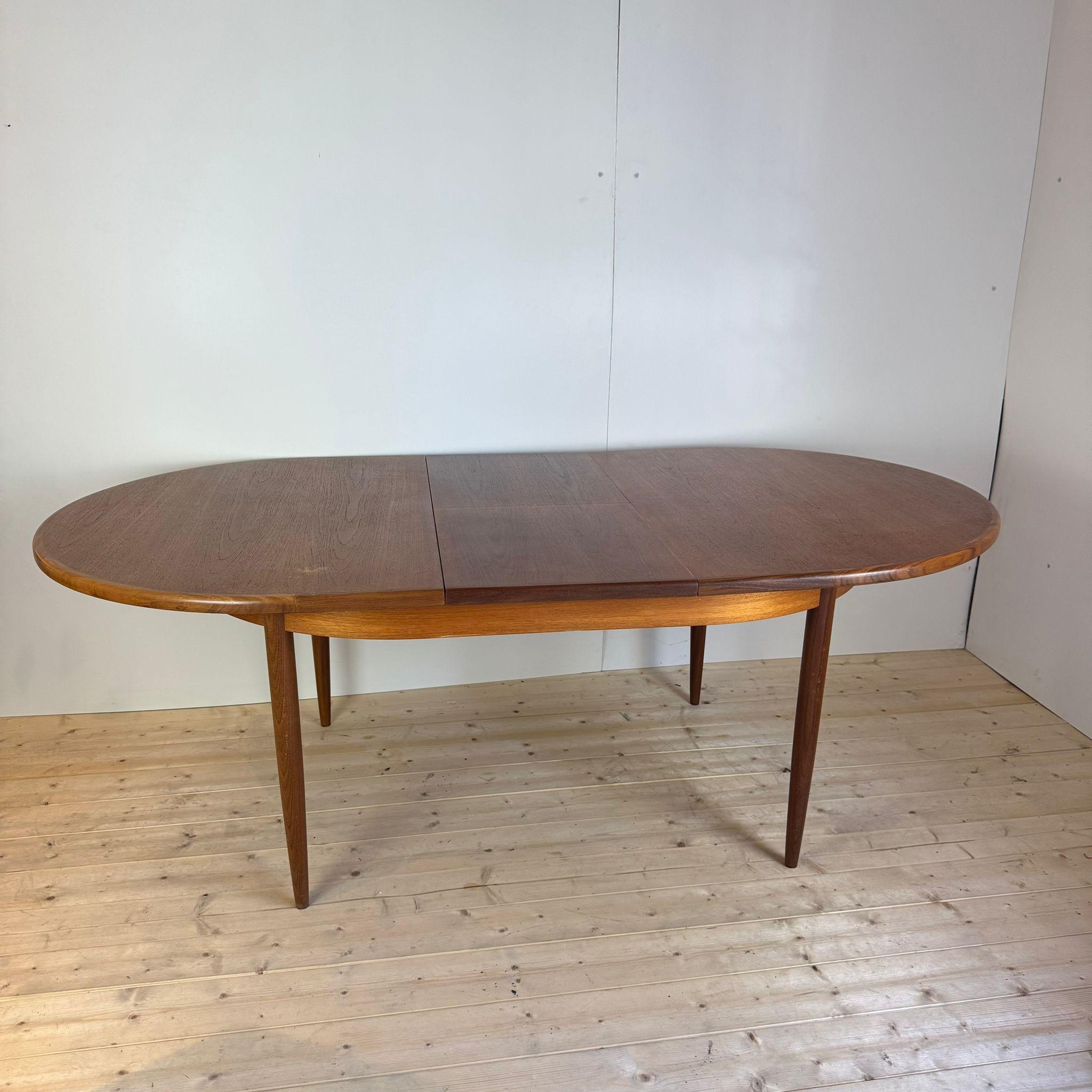Vintage Esstisch aus Teakholz mit einer Verlängerung von 45,5 cm, Dänemark 1960