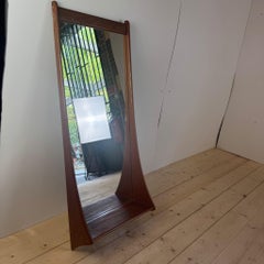 Teak vintage mirror with shelf, Denmark 1960