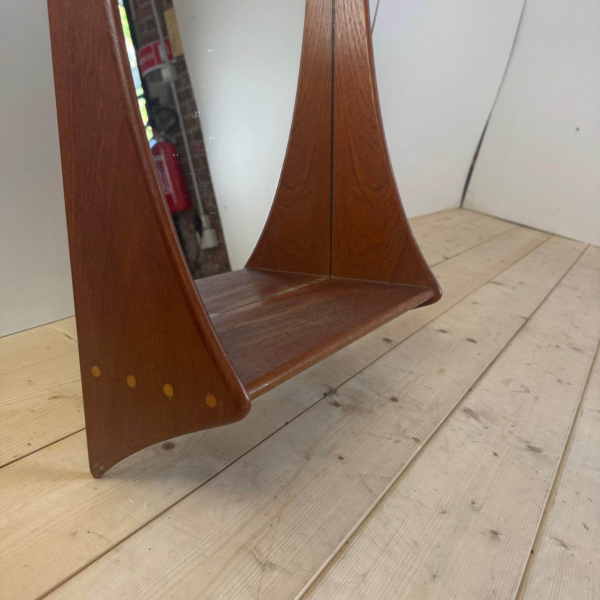 Miroir vintage en teck avec étagère, Danemark 1960 Bon état - En vente à Torino, IT