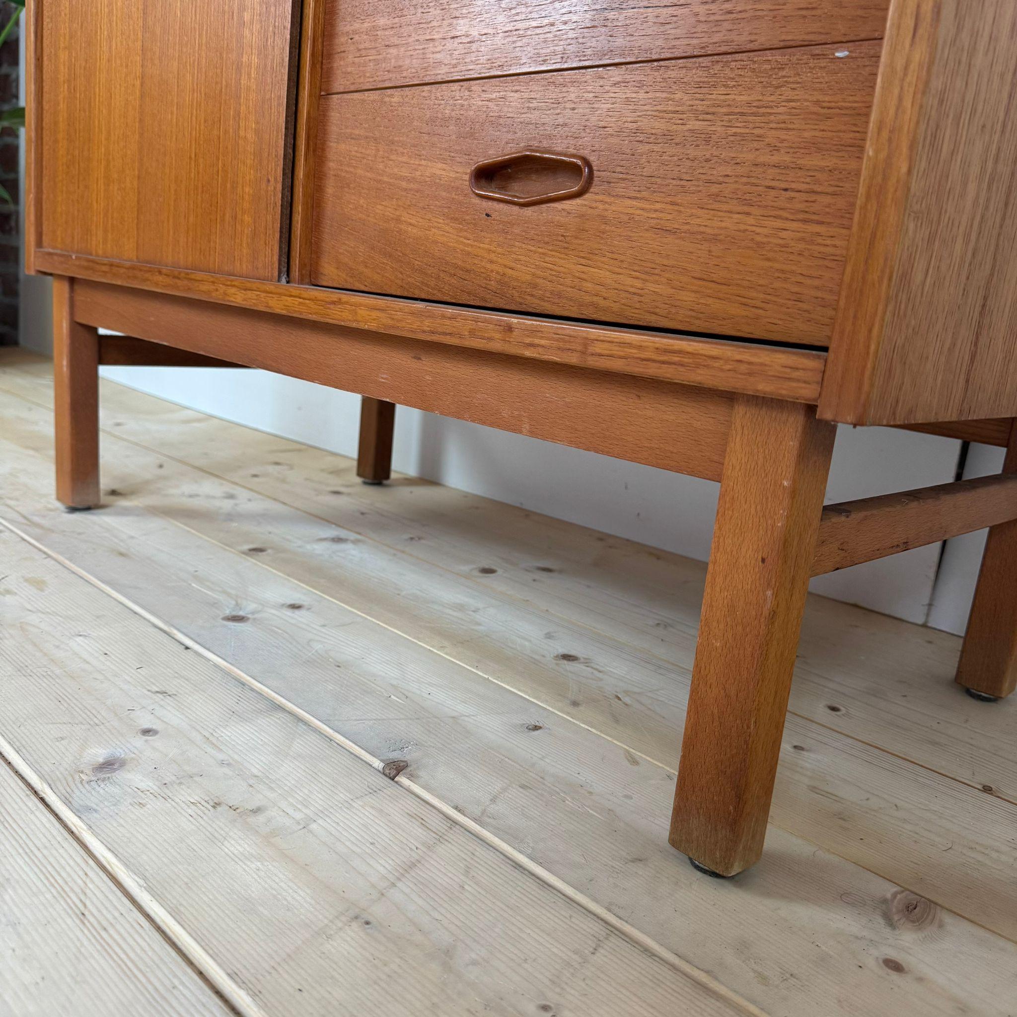 Veneer Teak vintage sideboard with drawers, Denmark 1960 For Sale