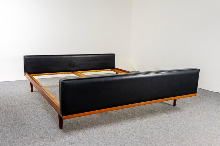 Teak and Vinyl *European Queen Size Frame For Sale at 1stDibs