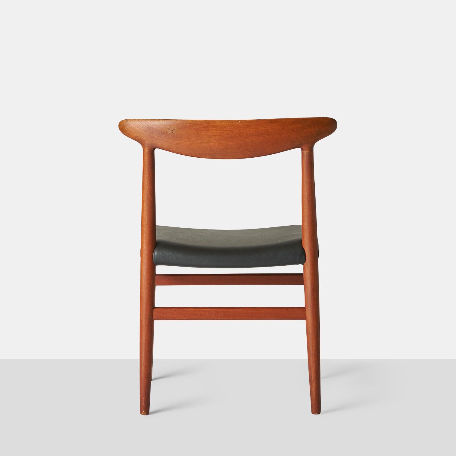 Danish Teak W2 Dining Chairs by Hans Wegner For Sale