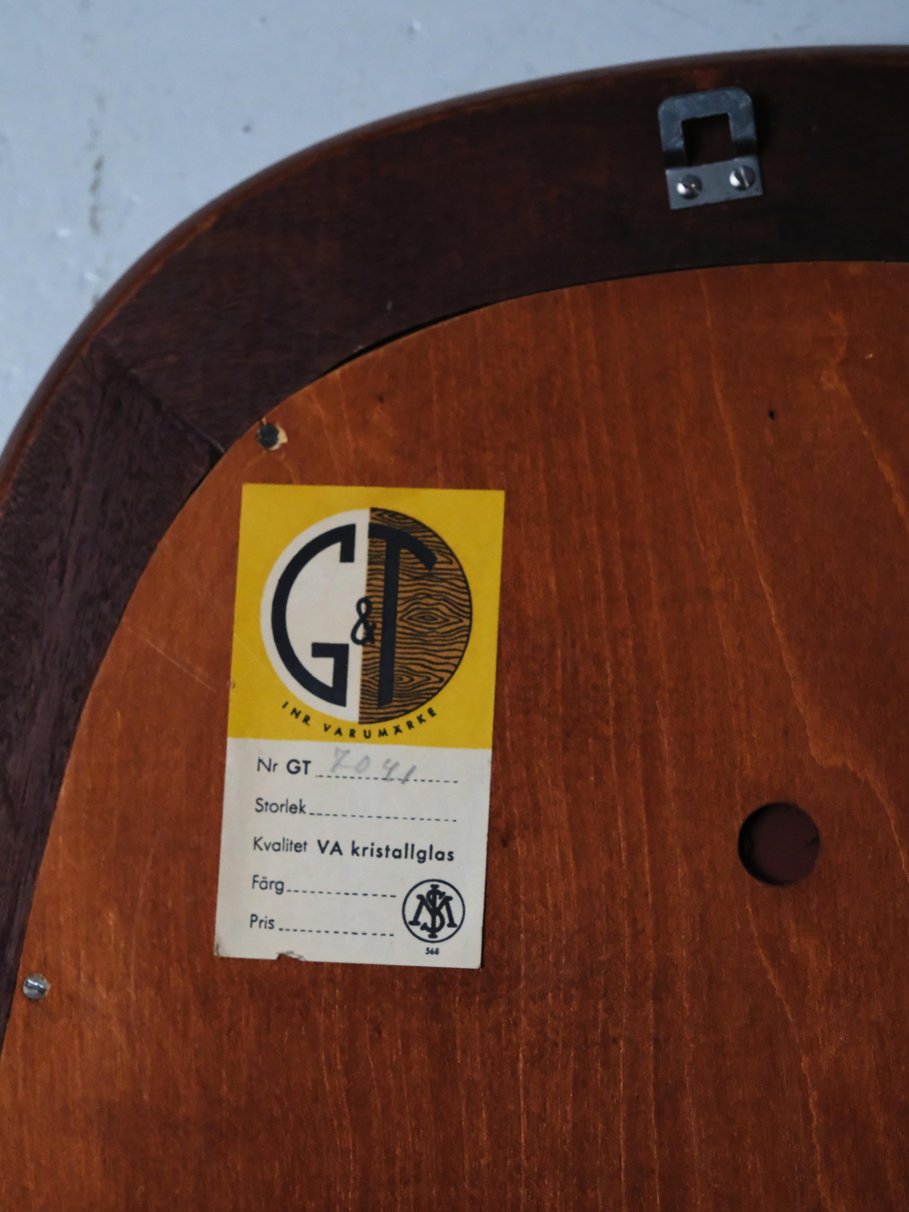 Teak wall mirror by Åke Fribyter, Glas & Trä, Hovmantorp, Sweden, 1950s For Sale 1