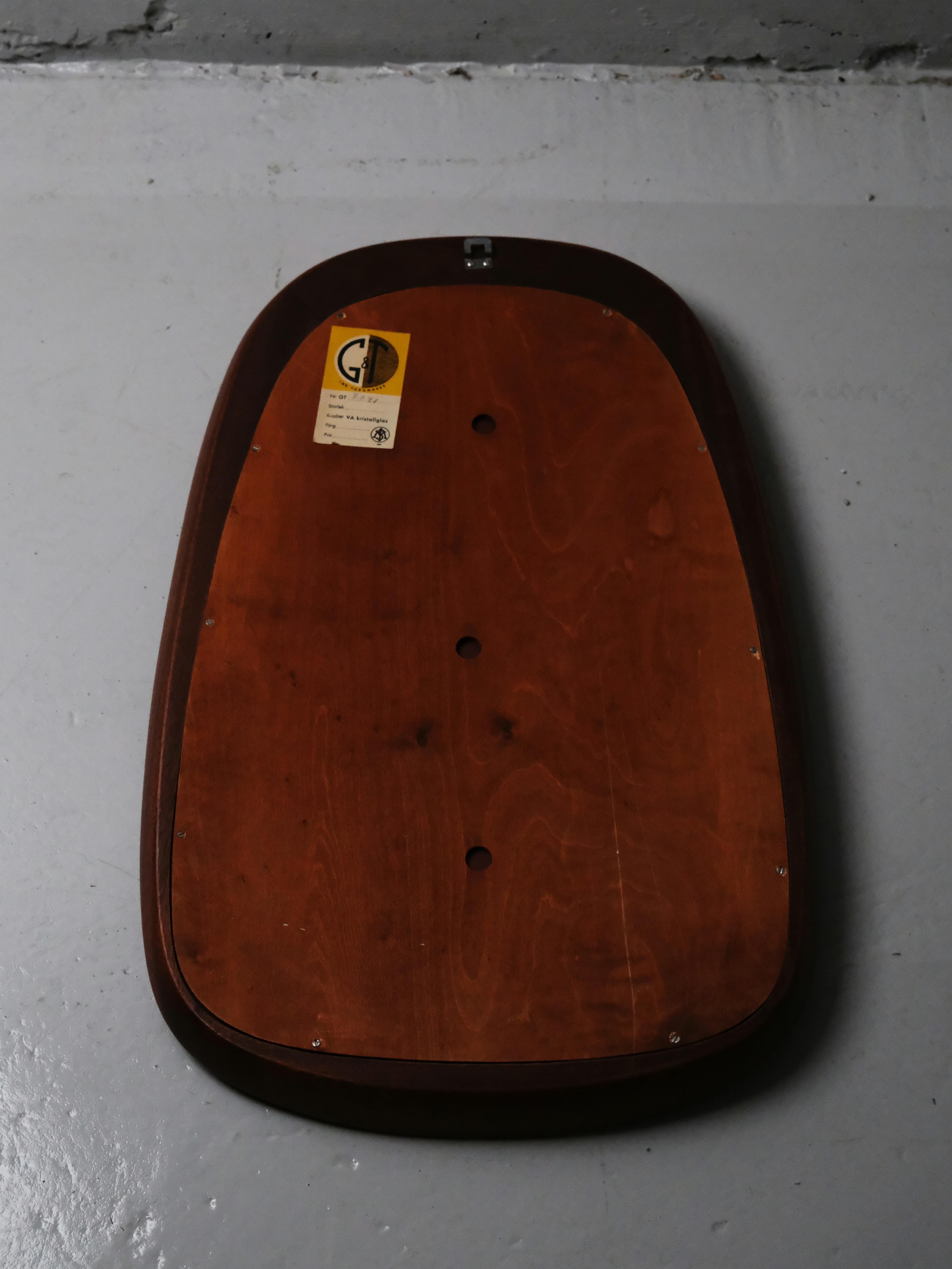 Teak wall mirror by Åke Fribyter, Glas & Trä, Hovmantorp, Sweden, 1950s For Sale 2