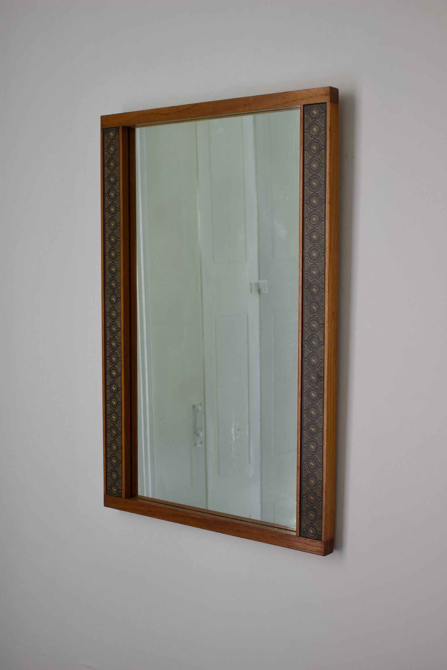 Teak Wall Mirror by Hans-Agne Jakobsson, Åhus Sweden, 1950s 6