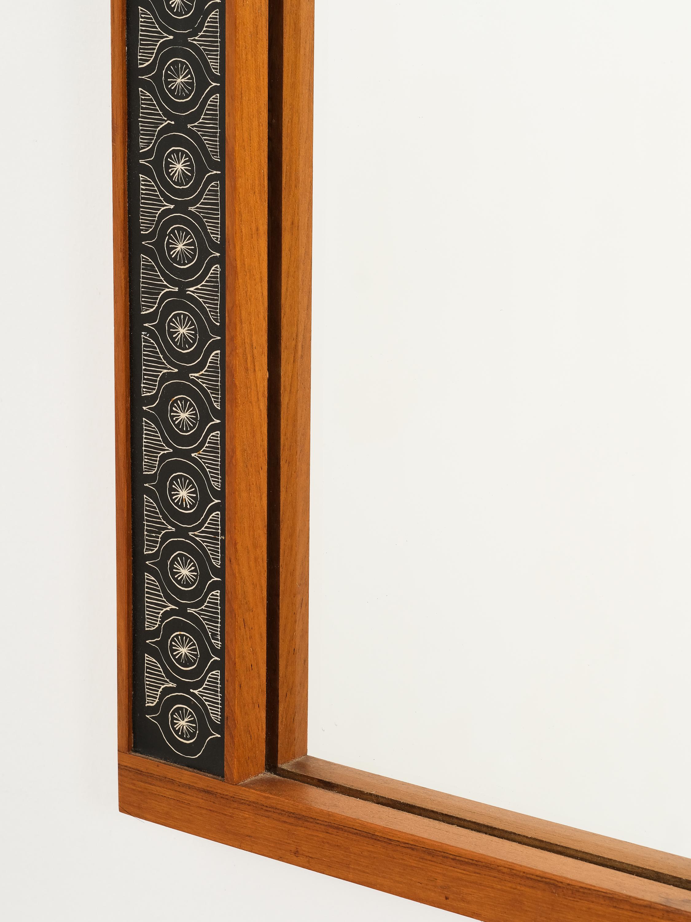 Scandinave moderne Miroir mural en teck par Hans-Agne Jakobsson, Agnes, Suède, années 1950 en vente