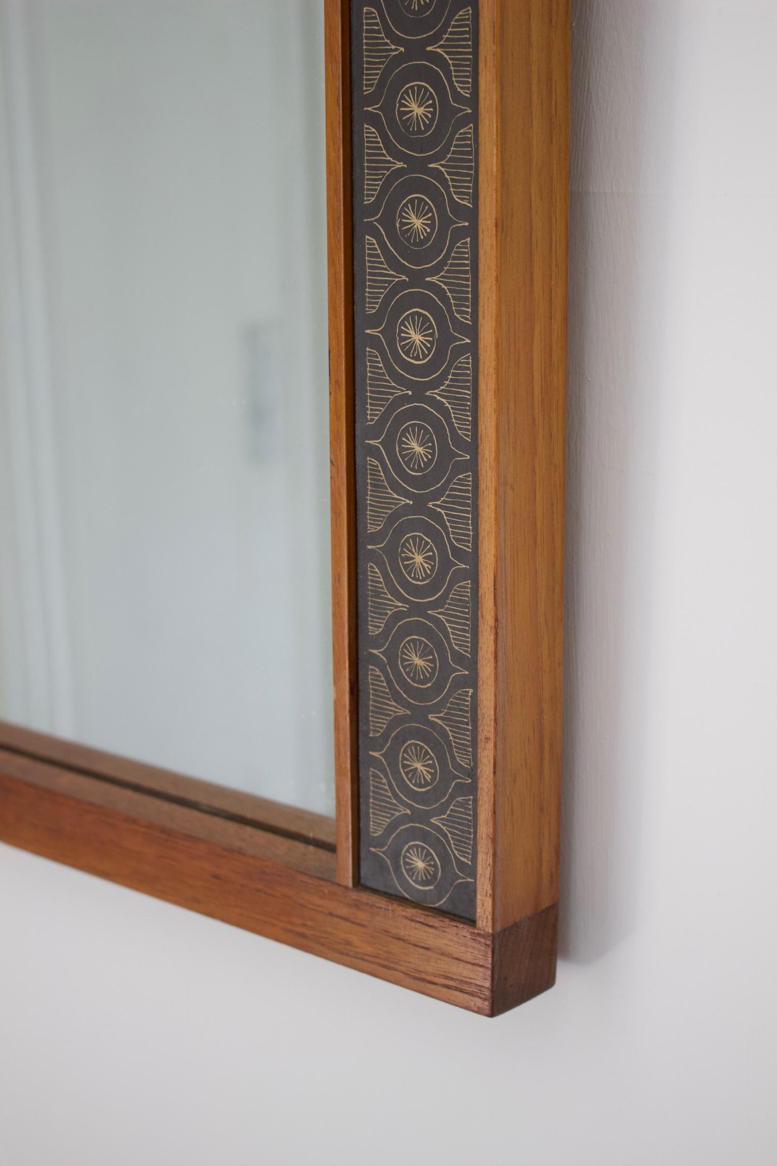 Teak Wall Mirror by Hans-Agne Jakobsson, Åhus Sweden, 1950s In Good Condition In London, GB