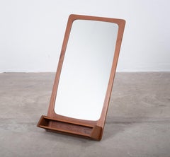 Teak Wall Mirror with Shelf, Denmark, 1960s