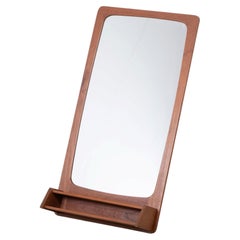 Teak Wall Mirror with Shelf, Denmark, 1960s