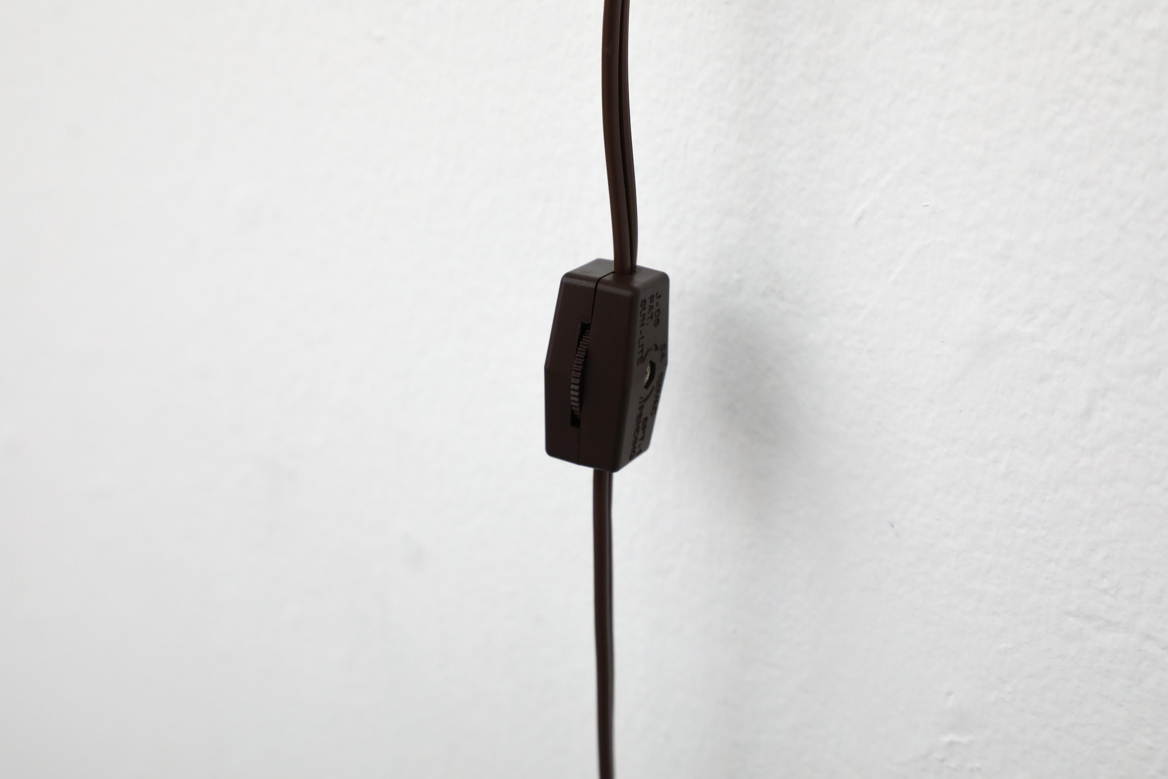 Teak Wall Mount Light Sconce with Amber Glass Globe Shade by Temde 5