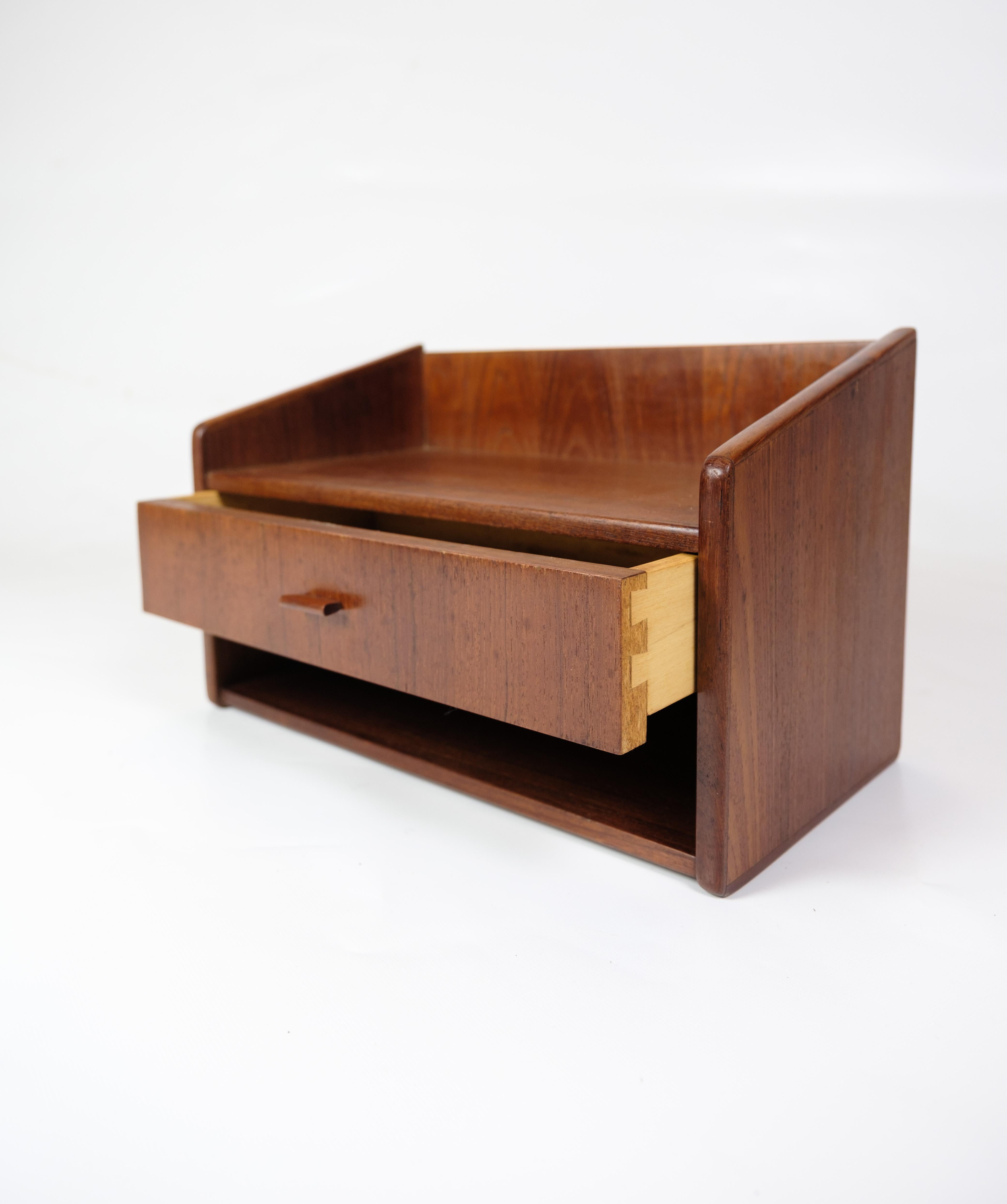 Danish Teak Wall-Mounted Nightstands with Drawers from 1960s. For Sale