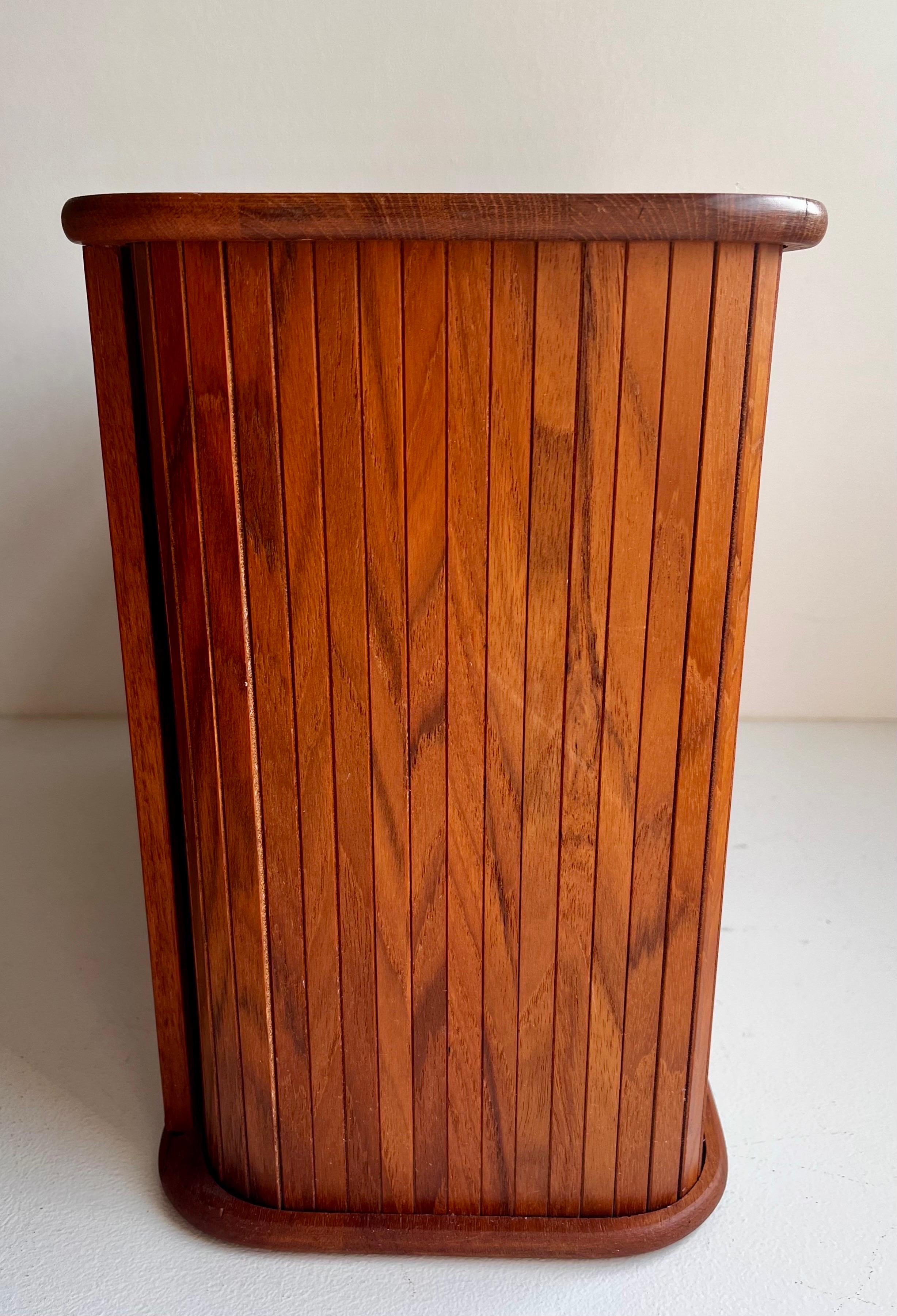Teak Wall Mounted Storage Cabinet with Tambour Doors For Sale 2