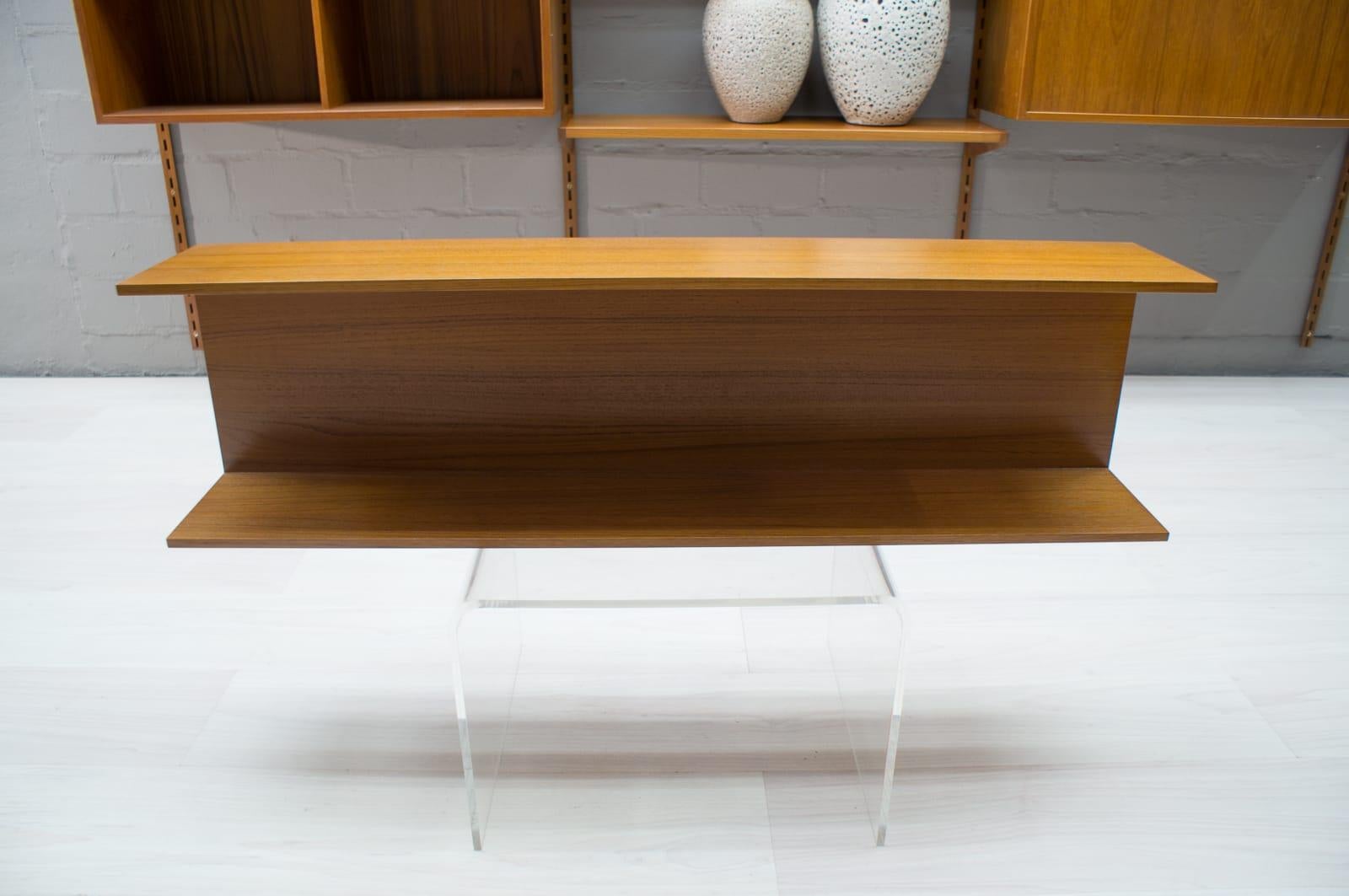 Mid-20th Century Teak Wall Shelf by Walter Wirtz for Wilhelm Renz, Germany, 1960s