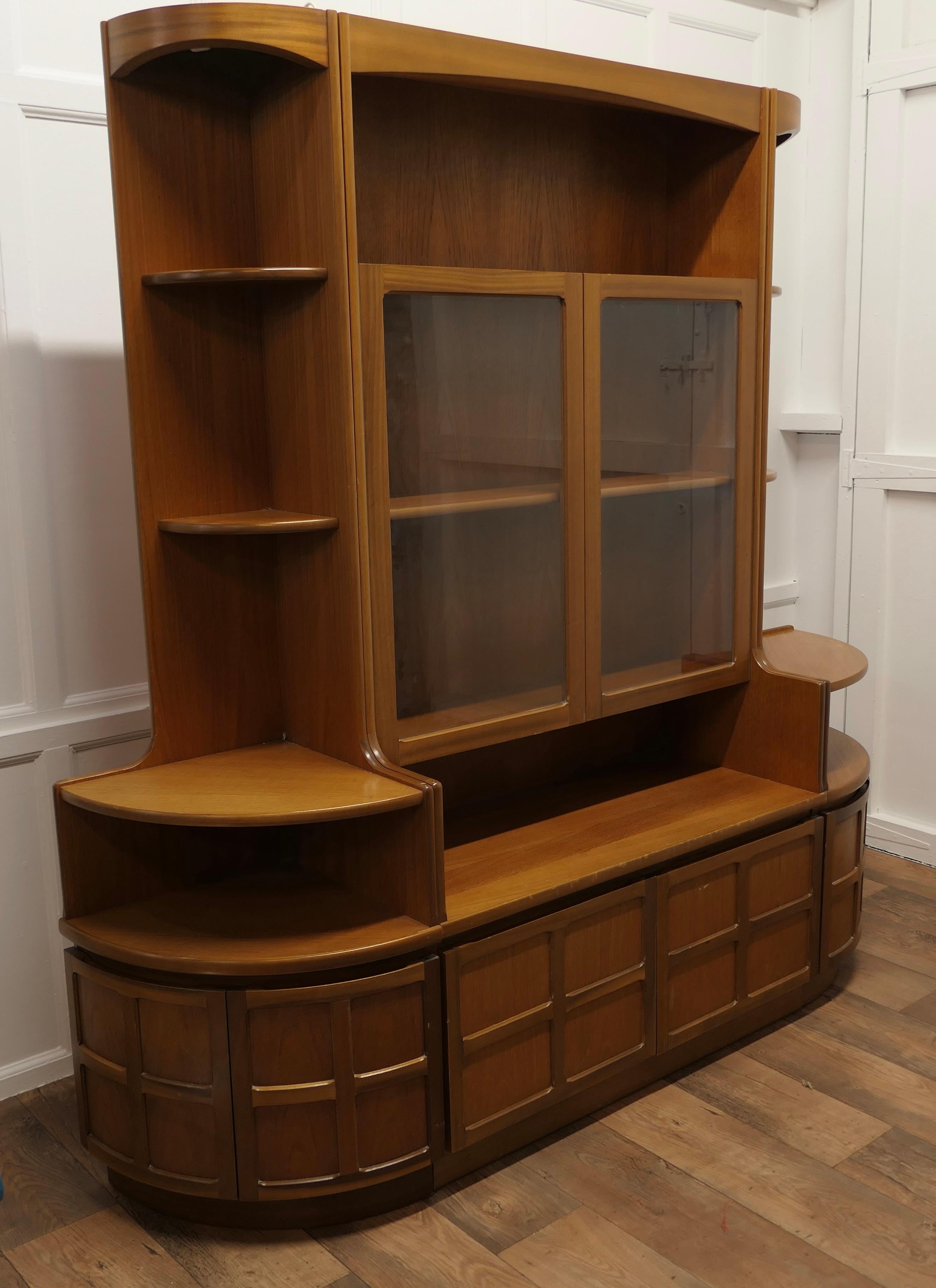 Mid-Century Modern Teak Wall Unit by Nathan Furniture, 2 Corner & 1 Main Unit For Sale