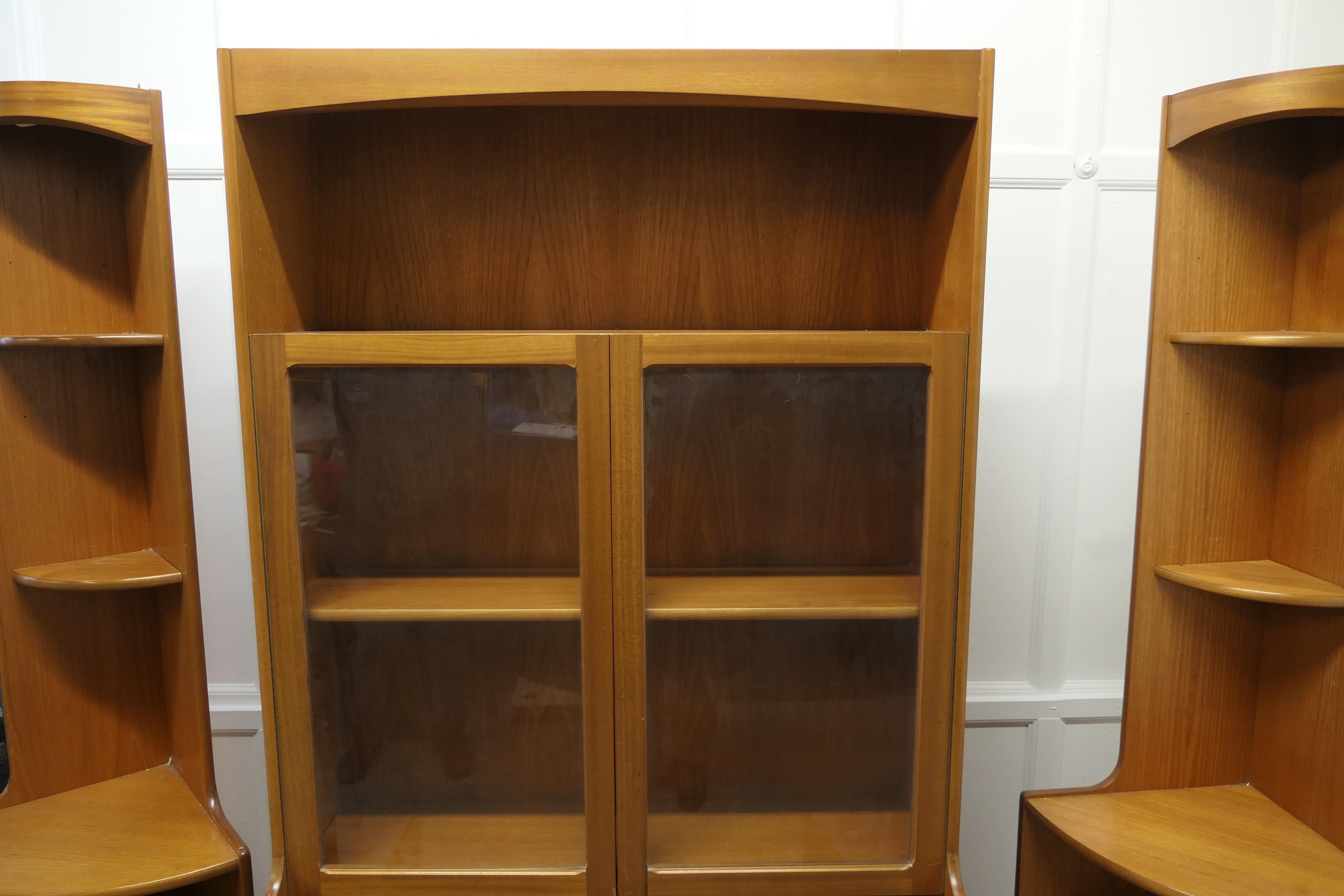 Teak Wall Unit by Nathan Furniture, 2 Corner & 1 Main Unit For Sale 1