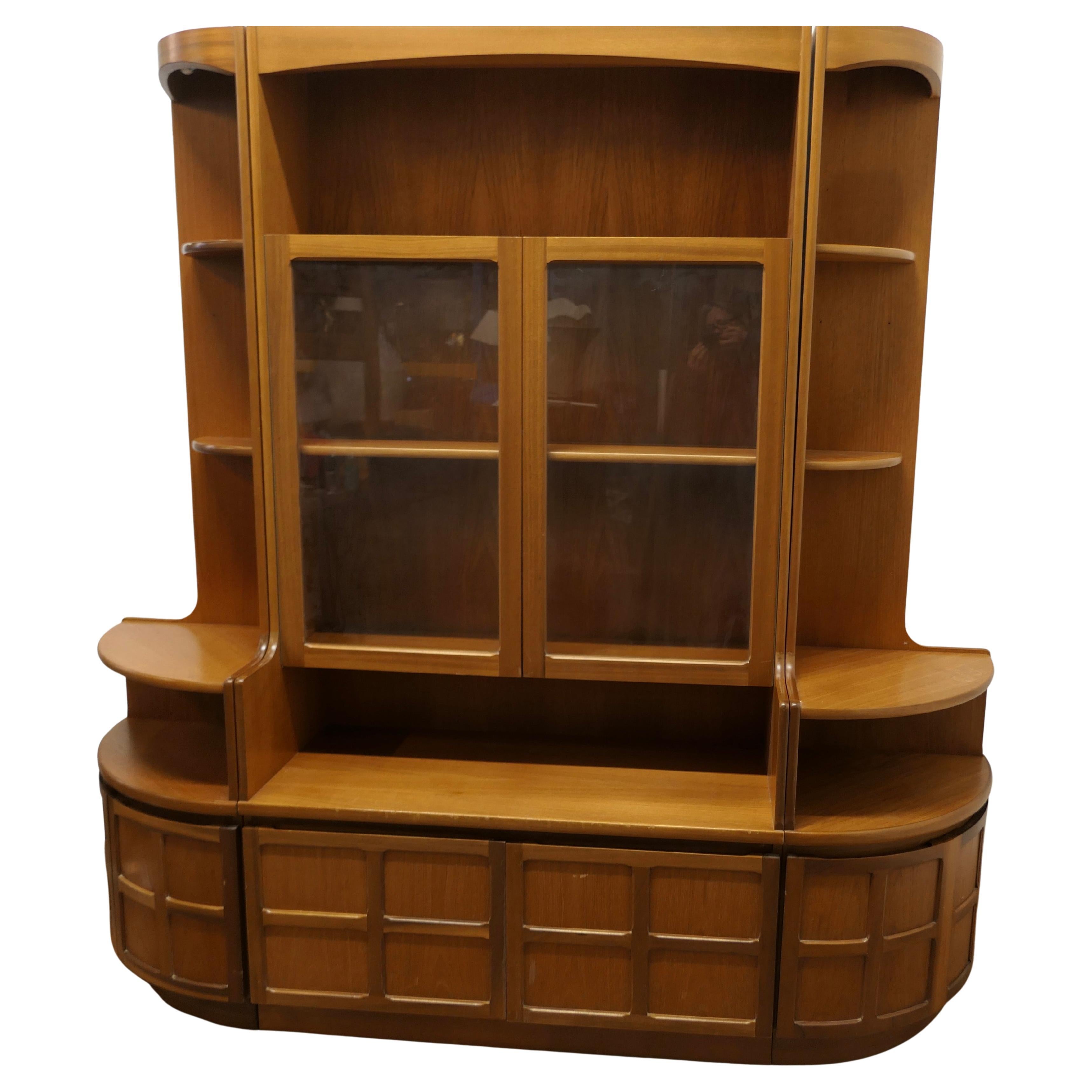 Teak Wall Unit by Nathan Furniture, 2 Corner & 1 Main Unit For Sale