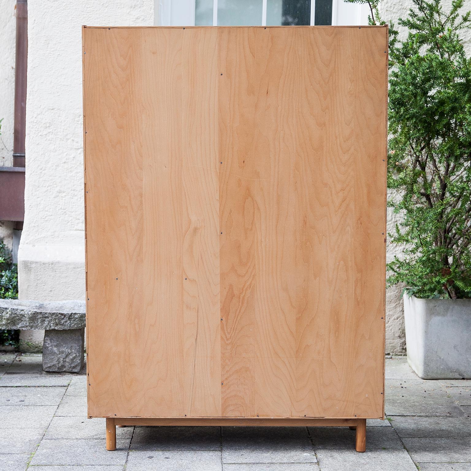 Leather Teak Wardrobe by Sebastian Muggenthaler, Germany, 1960